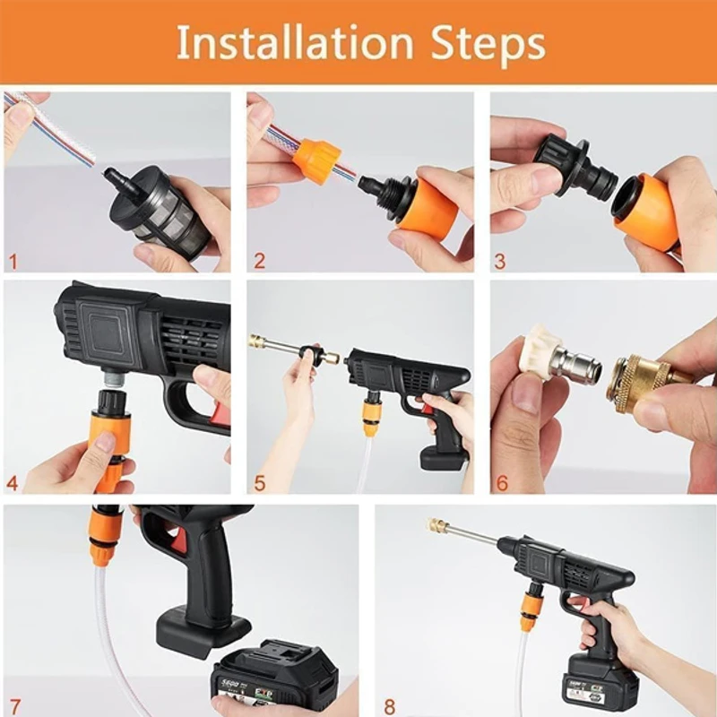 4 Battery 48V Rechargeable Portable Cordless Washer Gun - Image 7
