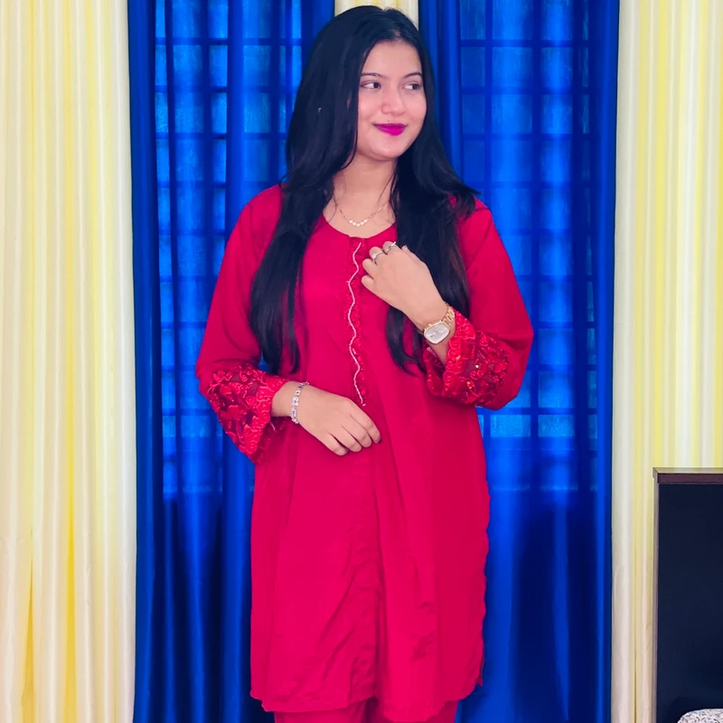 Dubai Step Cherry Set with Karchupi Embroidery - Image 3