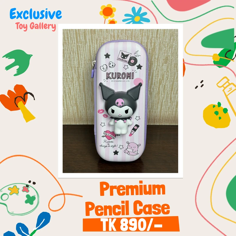 Premium Pencil Case Kuromi | থ্রিডি কুরোমি কার্টুন পেন্সিল কেস