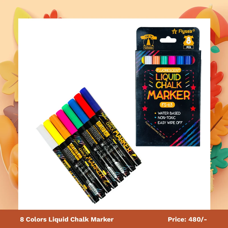 Liquid Chak Marker 8 Colors |লিকুইড চক মার্কার