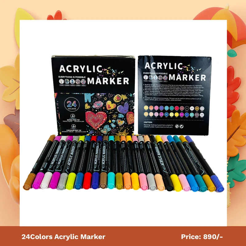 Acrylic Marker Black Box 24 Colors | ২৪ রঙের প্রিমিয়াম ব্ল্যাক বক্স সেট ✨