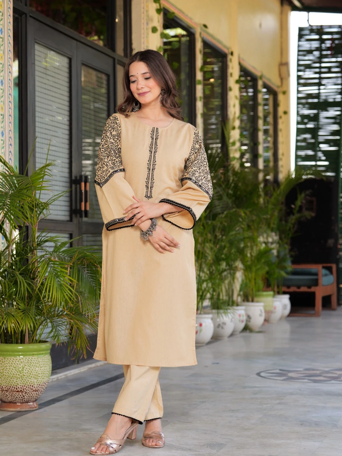 Beige Cotton Suit