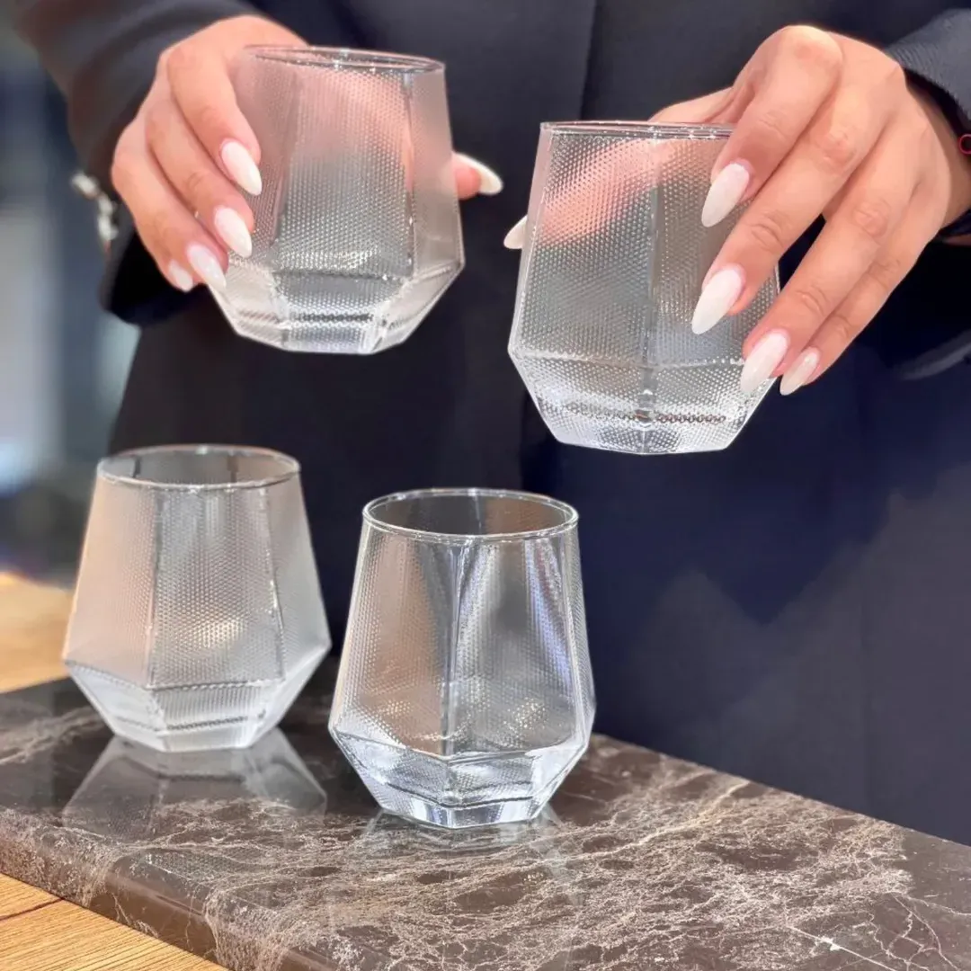 310ml Diamond Cut Glass Set Buta 01292