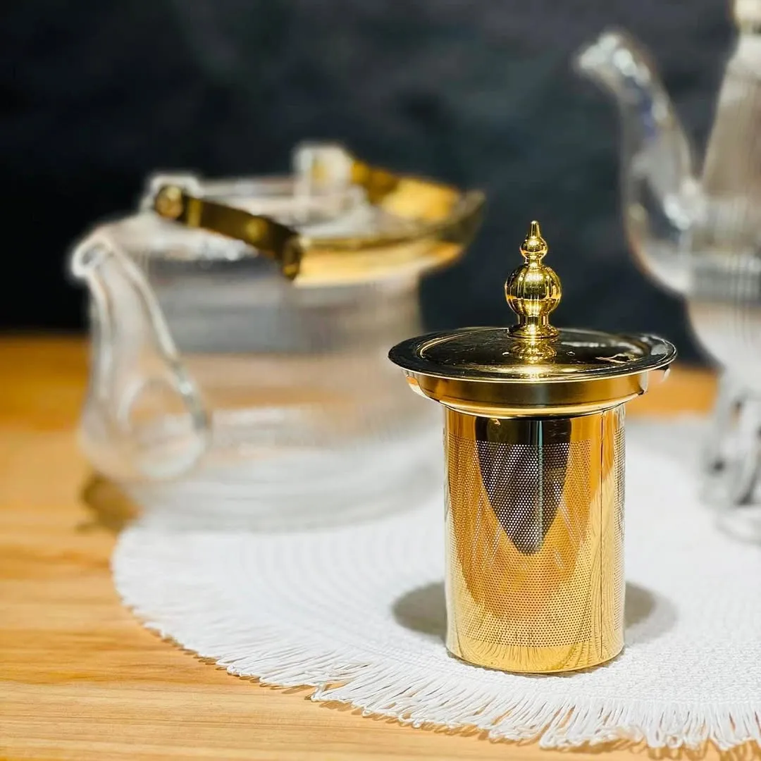 Step Design Glass Kettle Golden Handle 00926