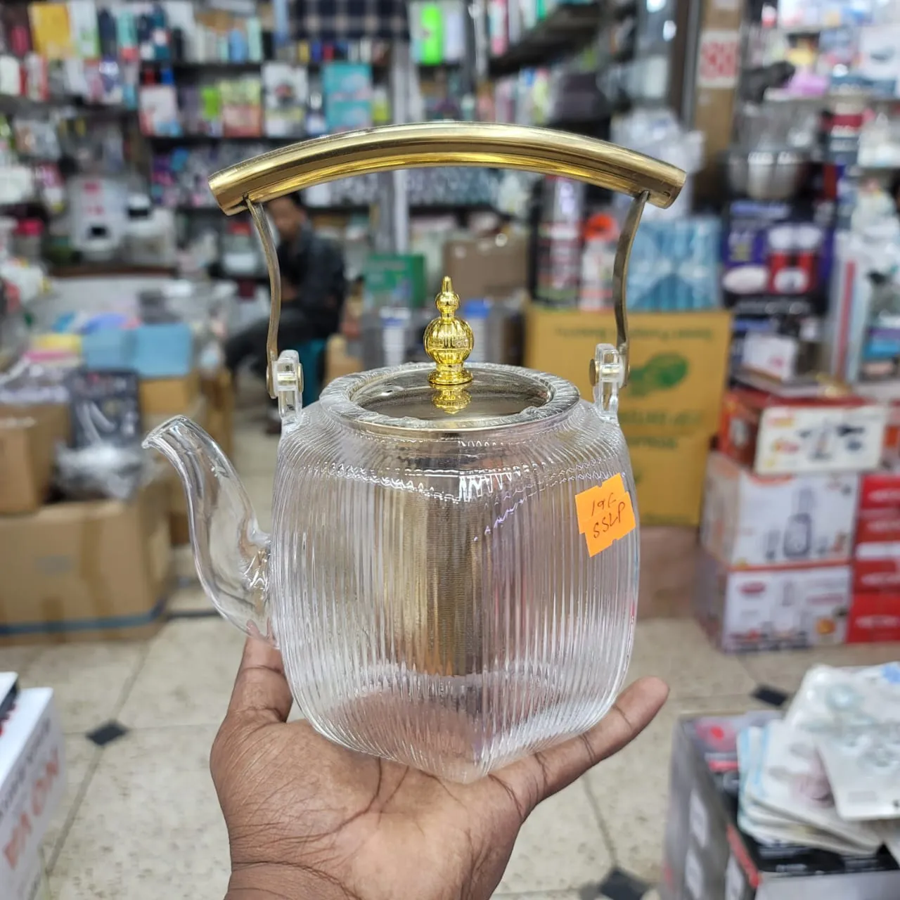 Step Design Glass Kettle Golden Handle 00926 - Image 3