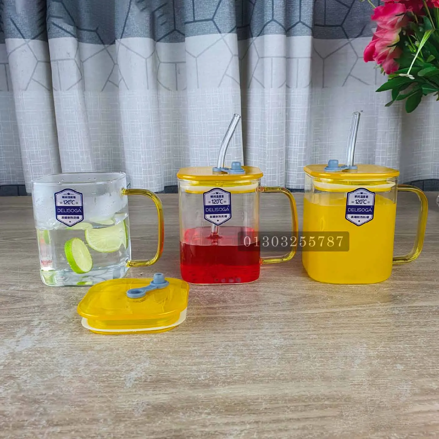 490ml Borosilicate Square Juice Pot Yellow 00860