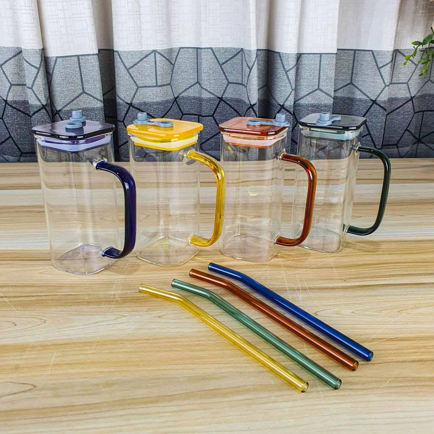 4pcs 2 in 1 Square mug With Juice pot 00933