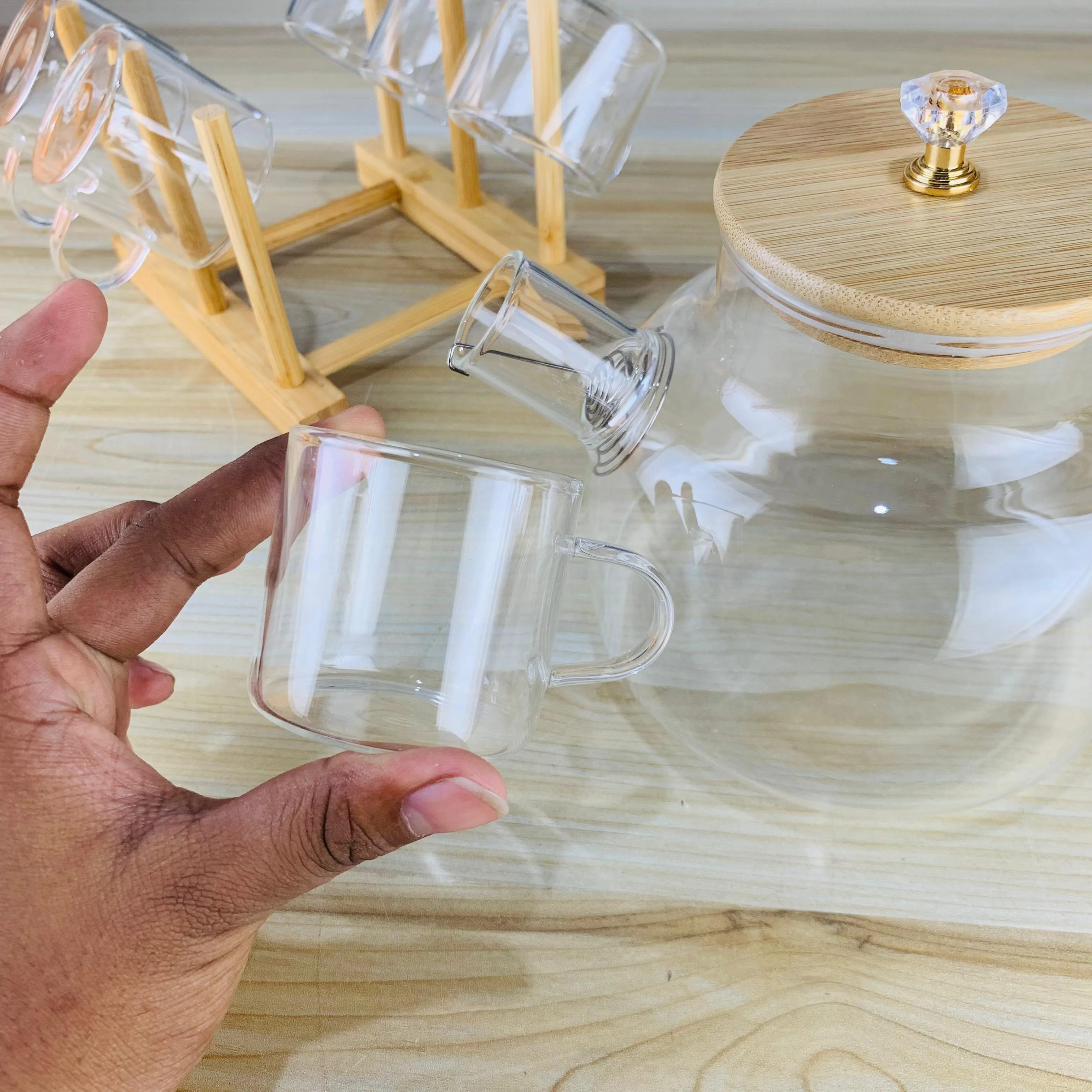 7pcs Transparent Tea Pot Set with Stand 00774 - Image 3