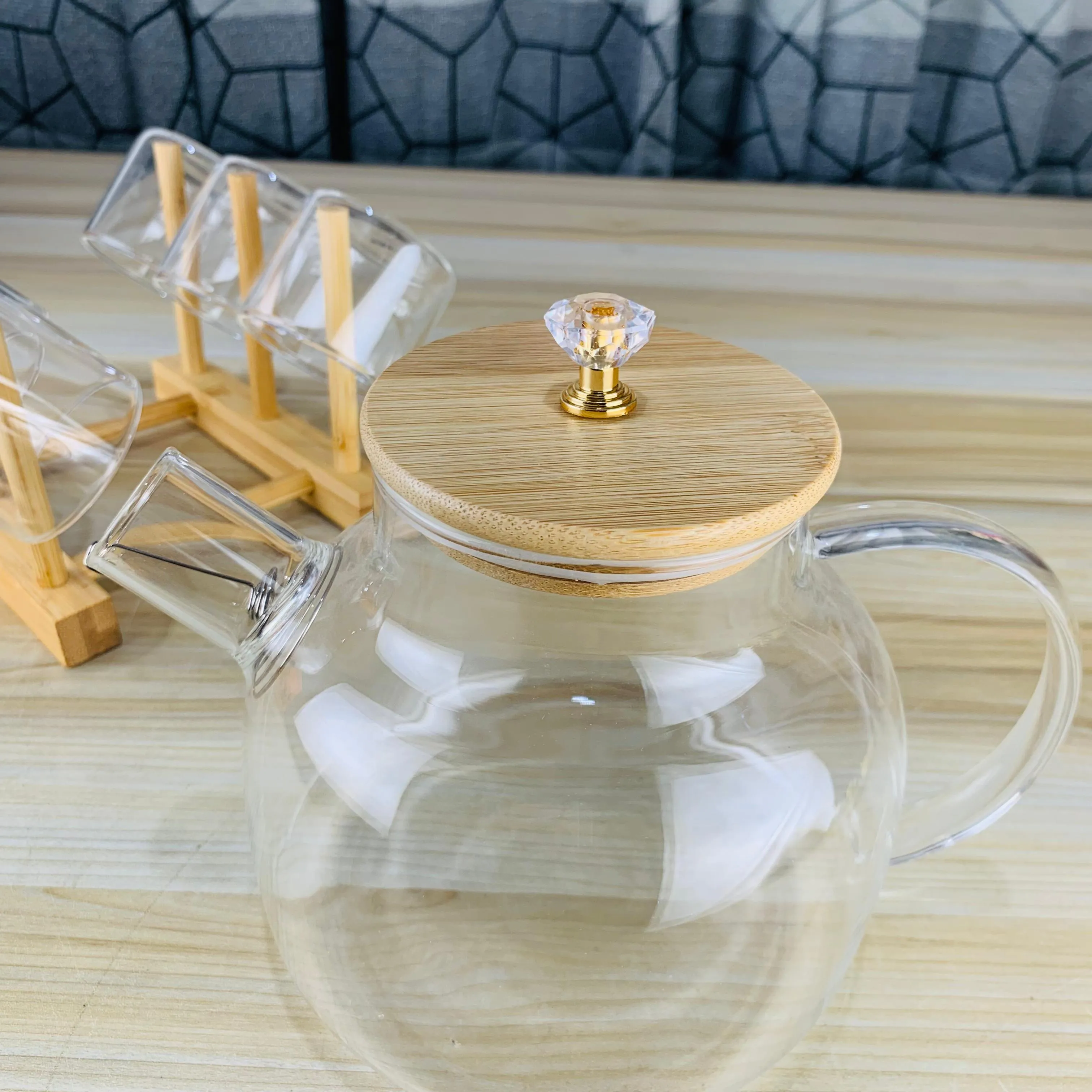 7pcs Transparent Tea Pot Set with Stand 00774 - Image 4