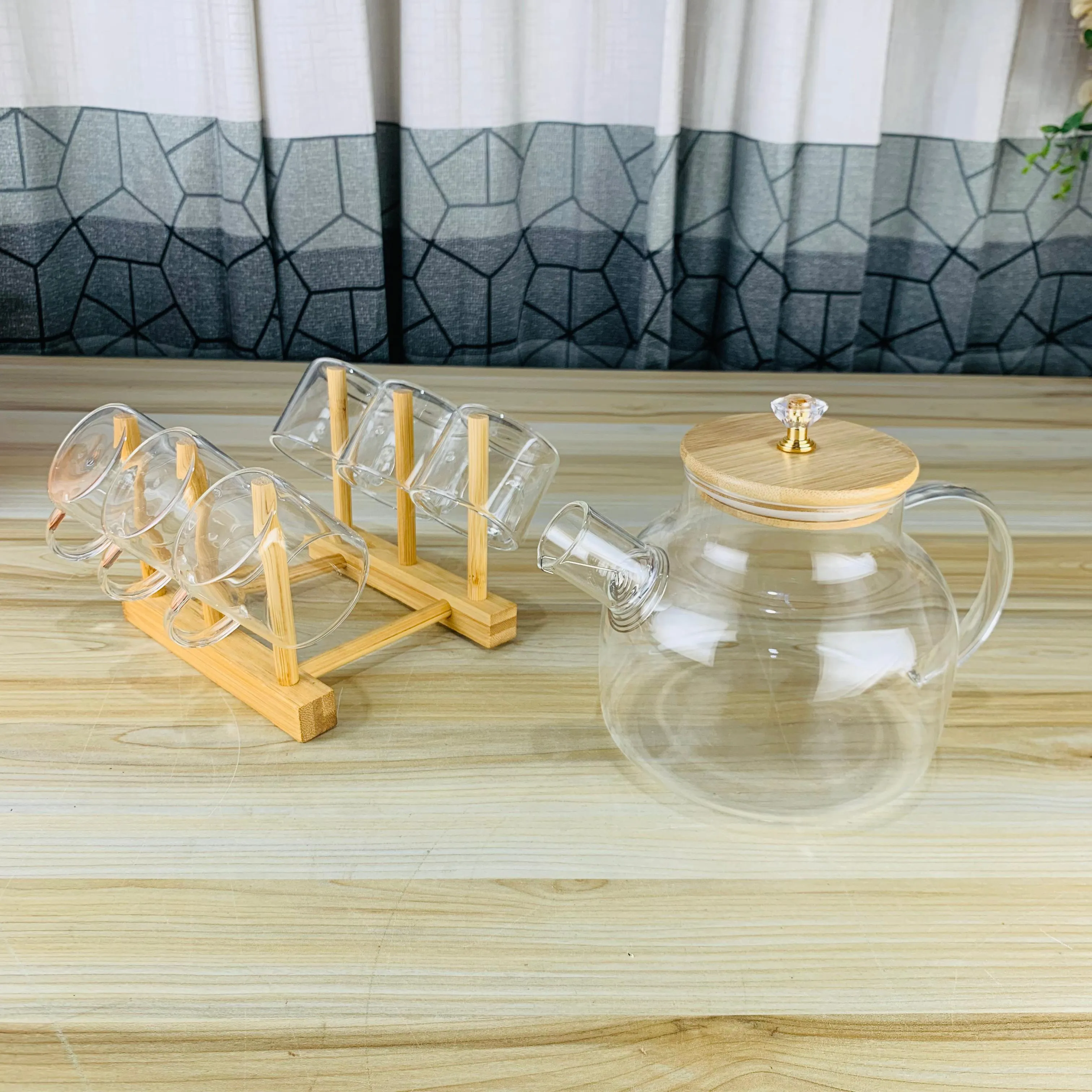 7pcs Transparent Tea Pot Set with Stand 00774 - Image 5