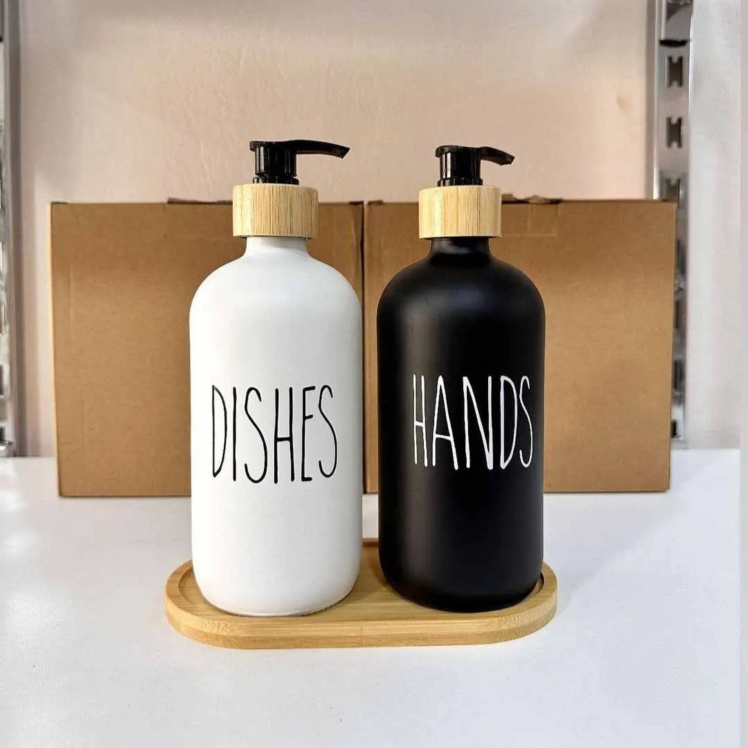 2pcs Hand & Dishes Glass Soap Dispenser 01420