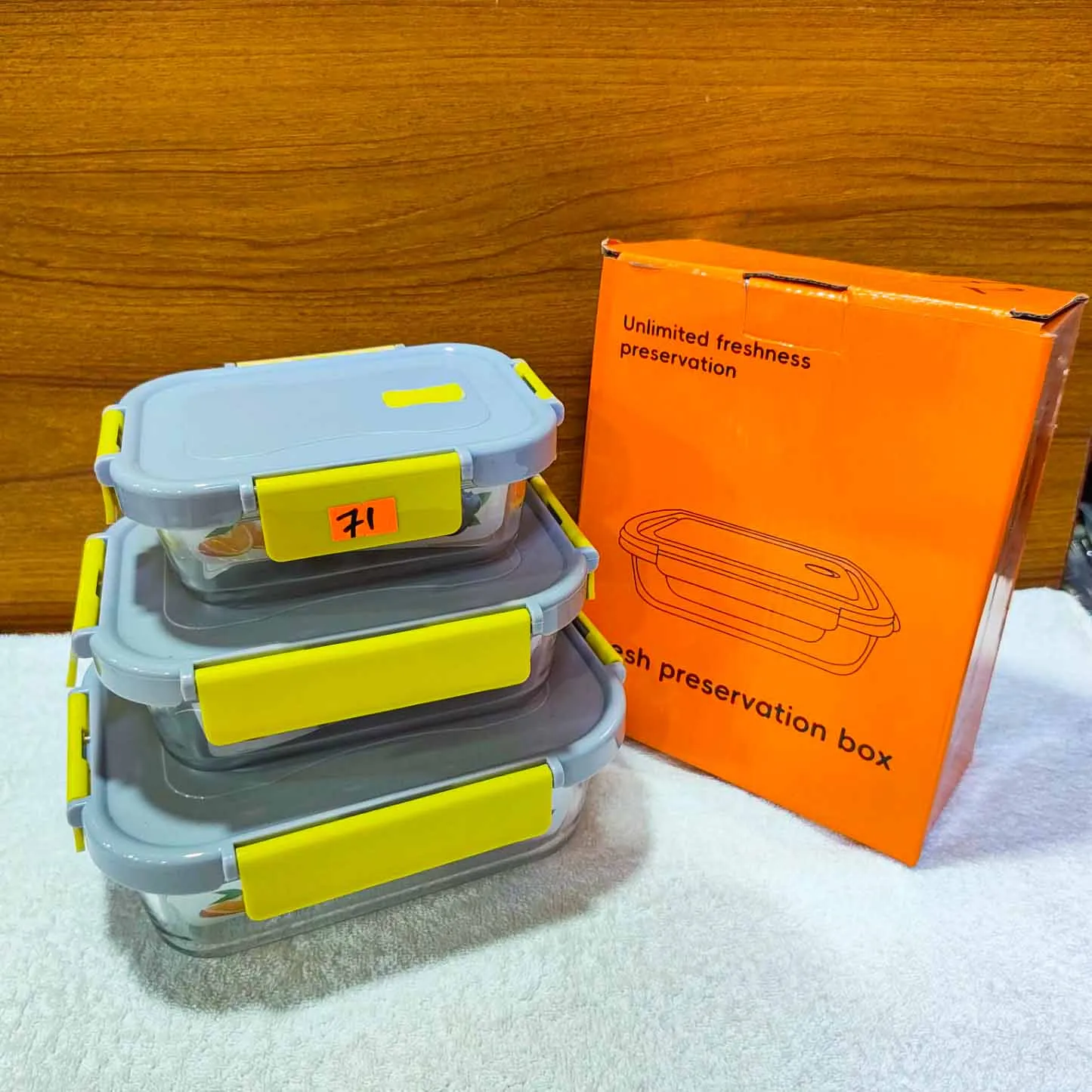 Multi Colour Square Fiber Lid Airtight Bati Set 01082