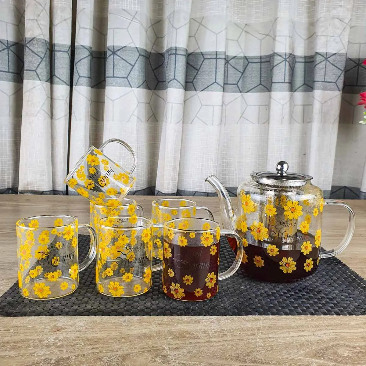 Heat proof Kettle & 6pcs Mug Set ah