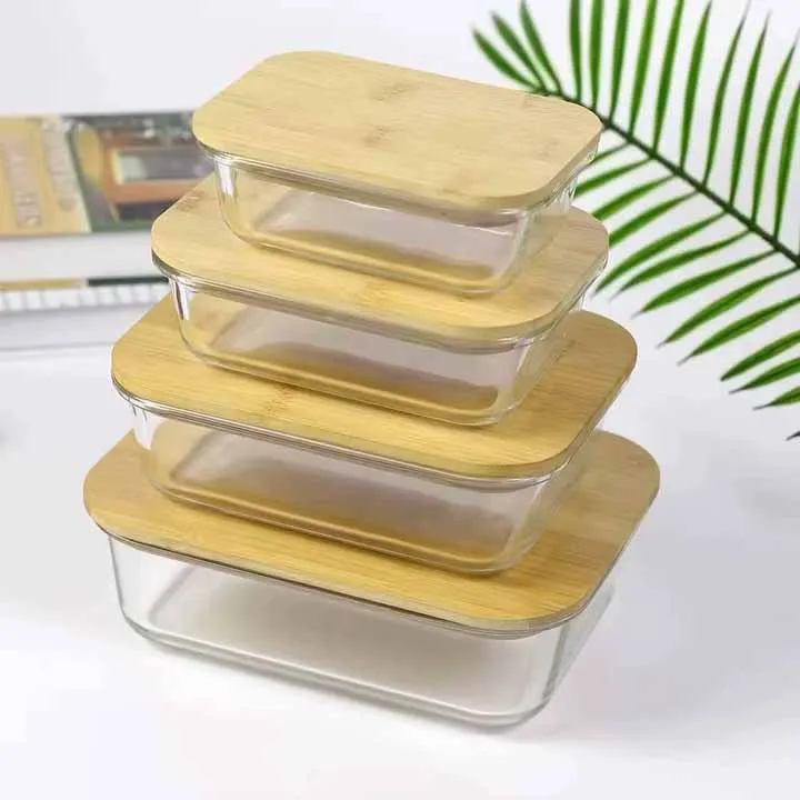 4pcs Wooden lid Airtight Bati Set 001134