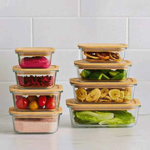 4pcs Wooden lid Airtight Bati Set 001134