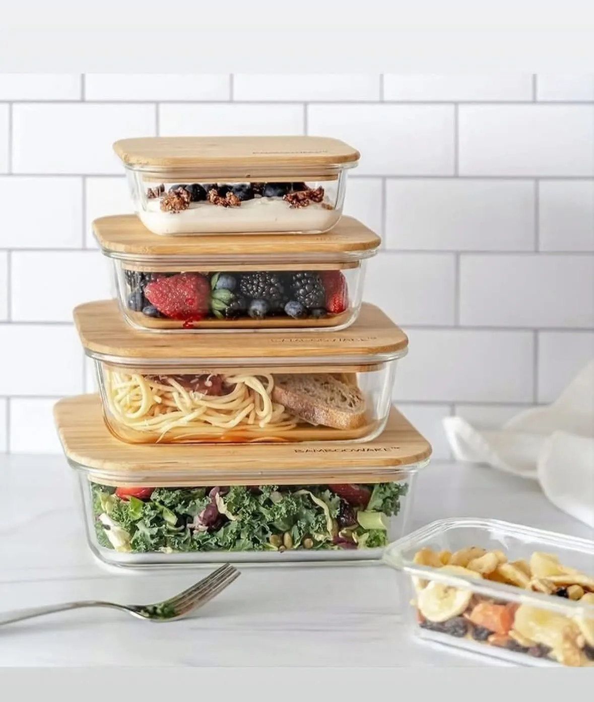 4pcs Wooden lid Airtight Bati Set 001134 - Image 4