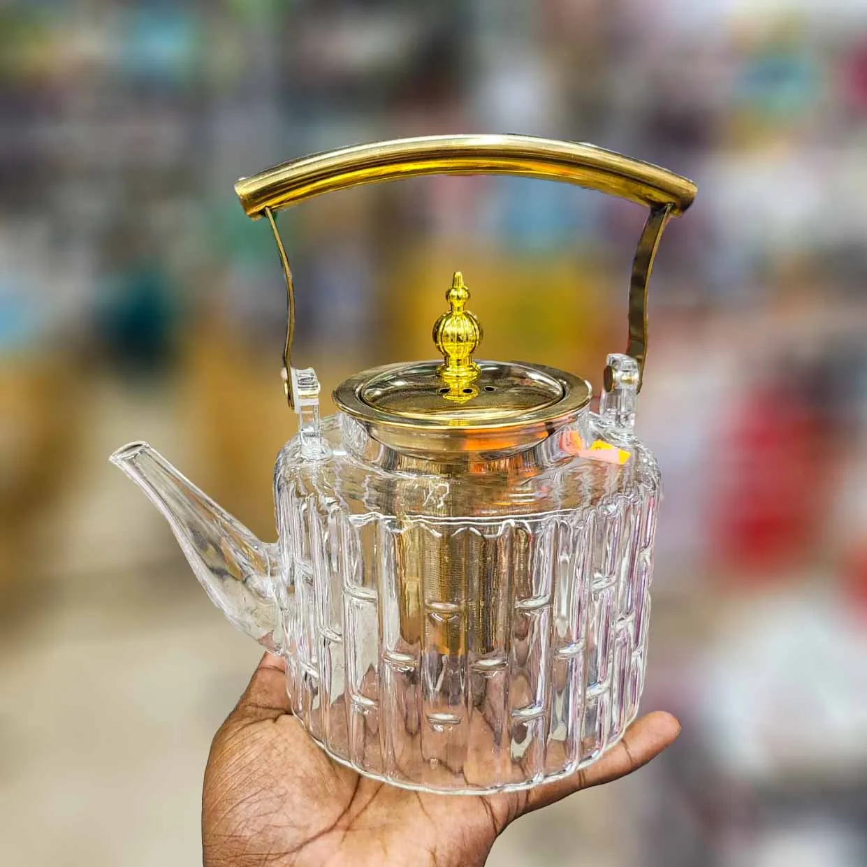 Classy Portable Glass Kettle golden handle 00927