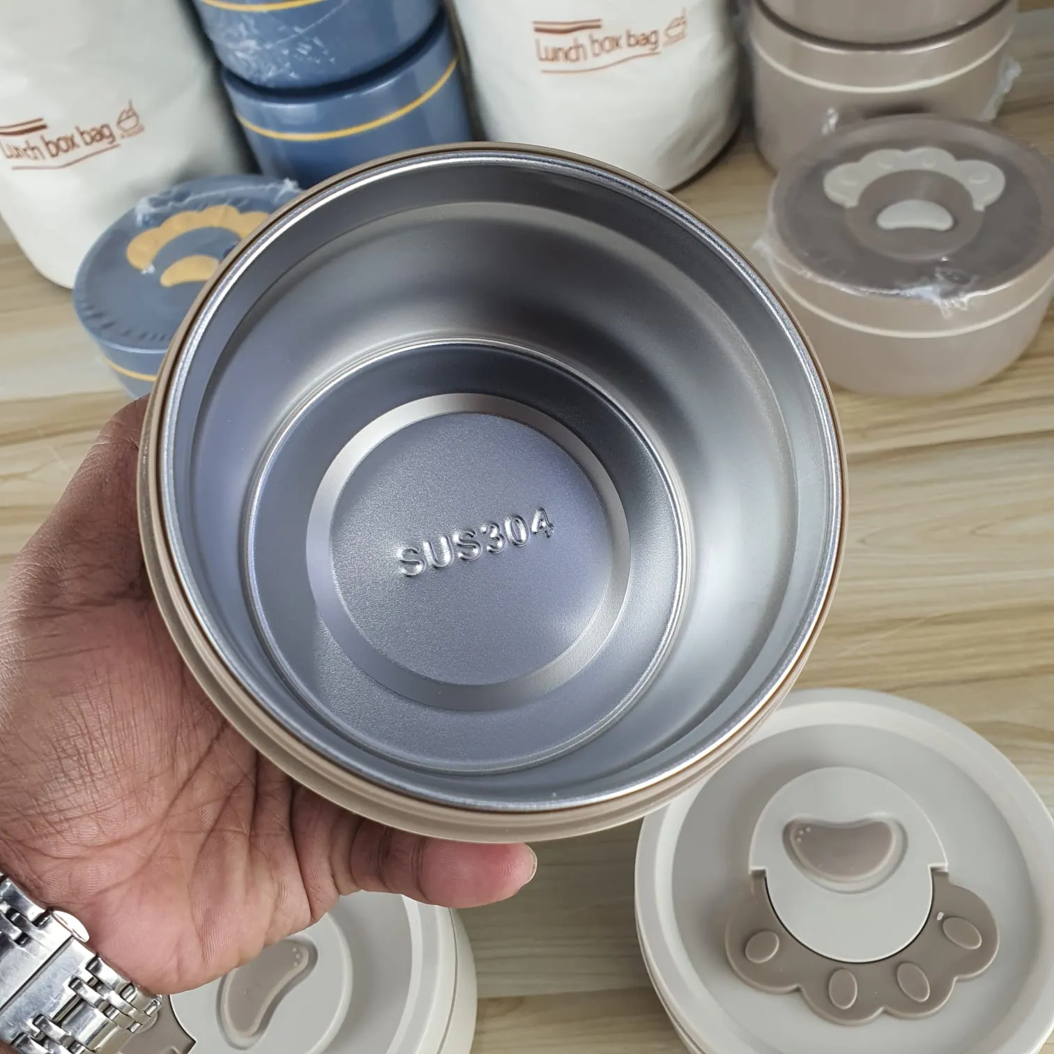 3Pcs Stainless steel Lunch box with bag 00869 - Image 5