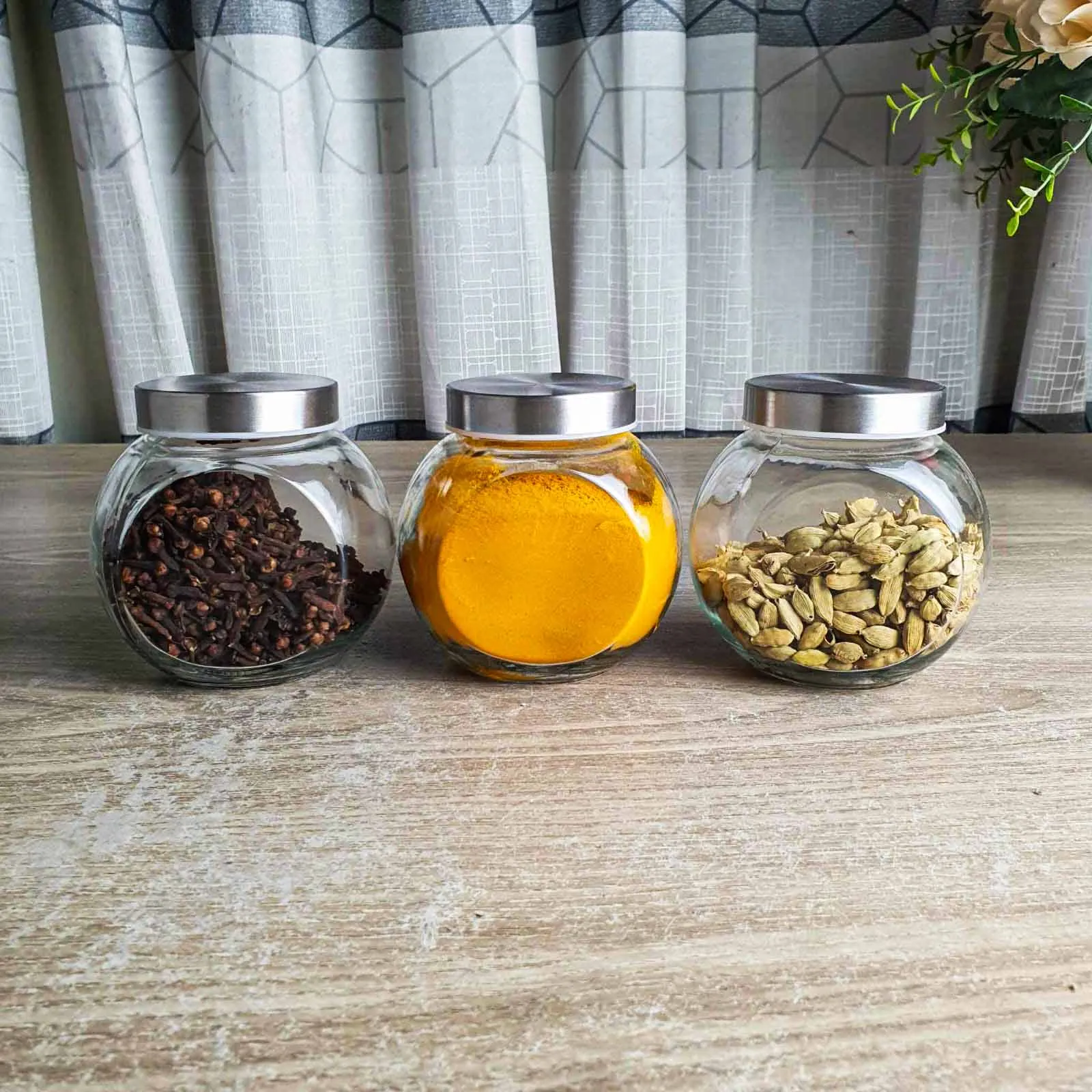3pcs 450ml Airtight Glass jar Acylic Lid 01217