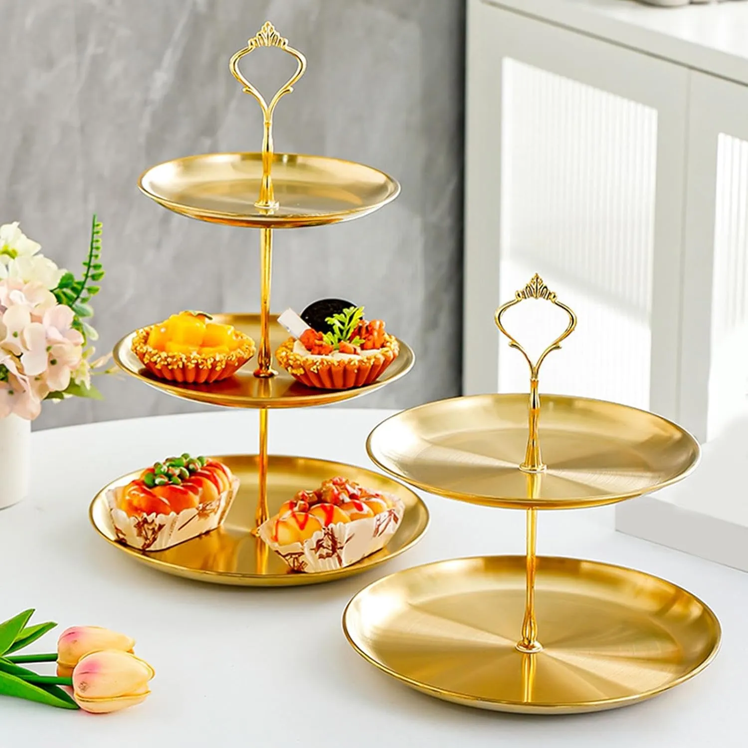 3 Layer Golden Steel Cake Dish 01319
