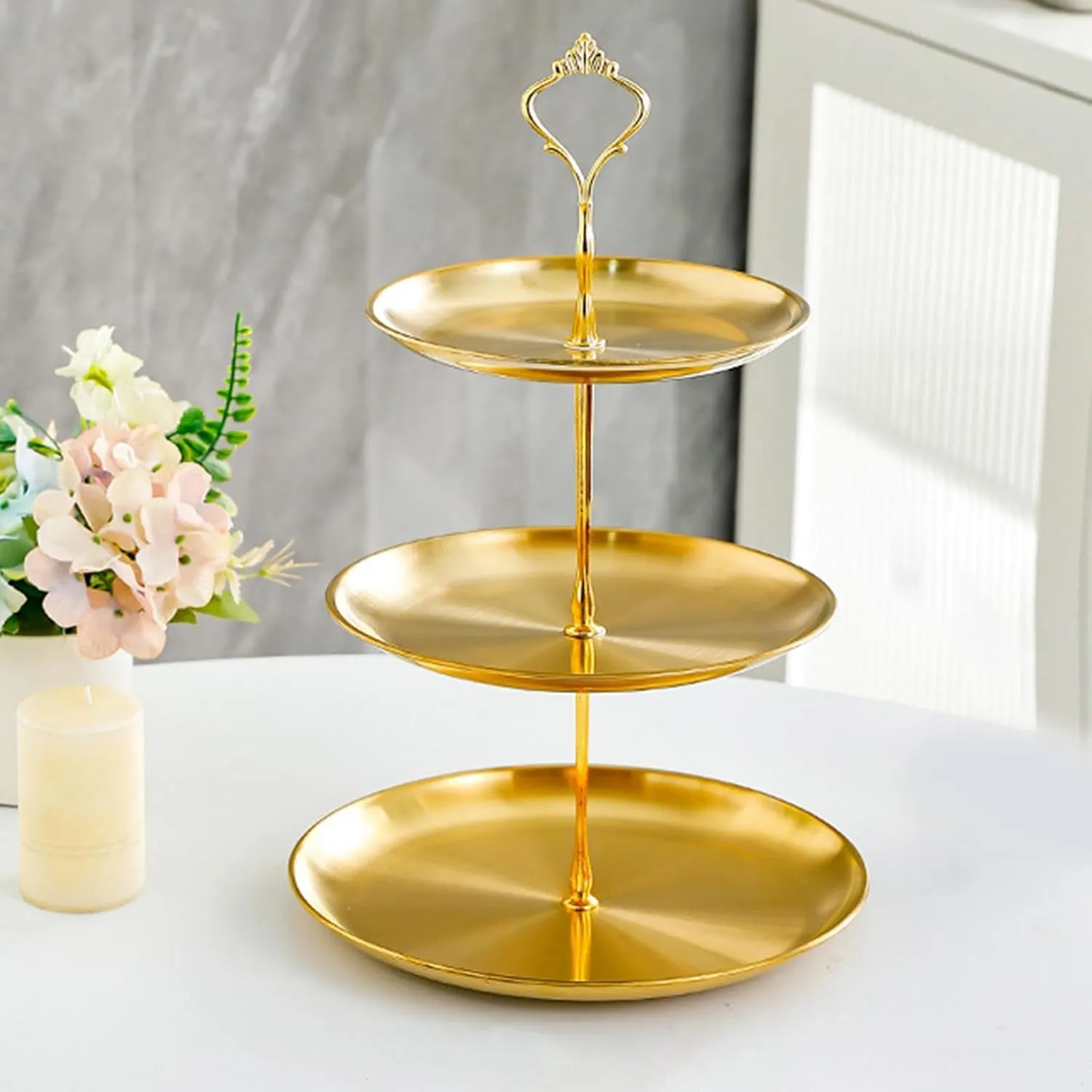 3 Layer Golden Steel Cake Dish 01319