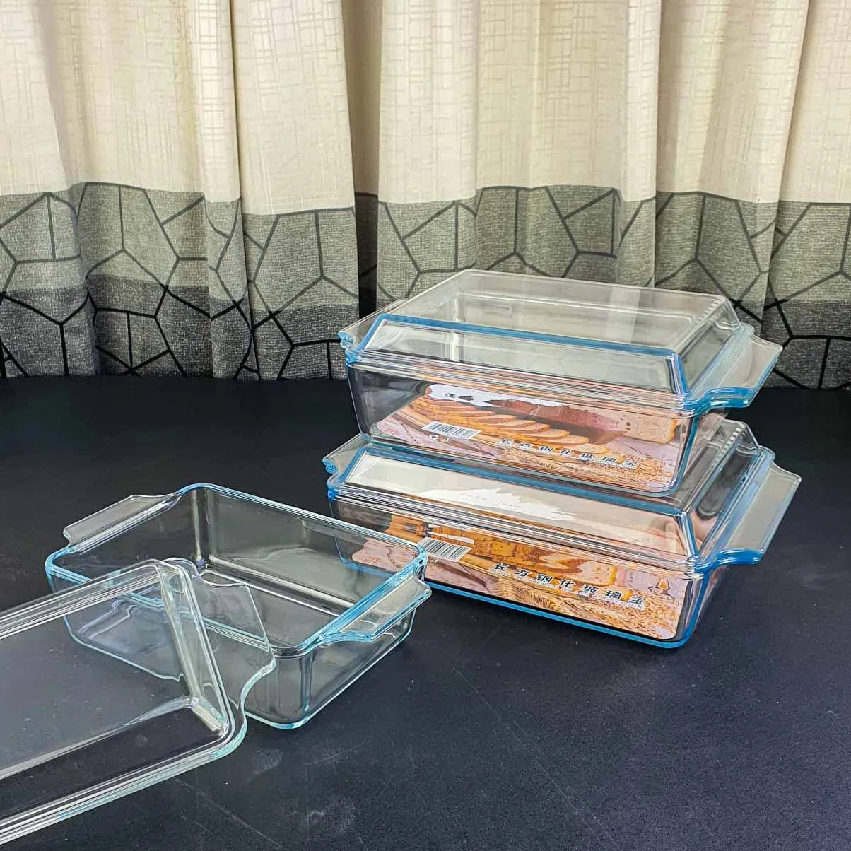 3pcs Rectangular Serving Dish with Lid 01377 - Image 3