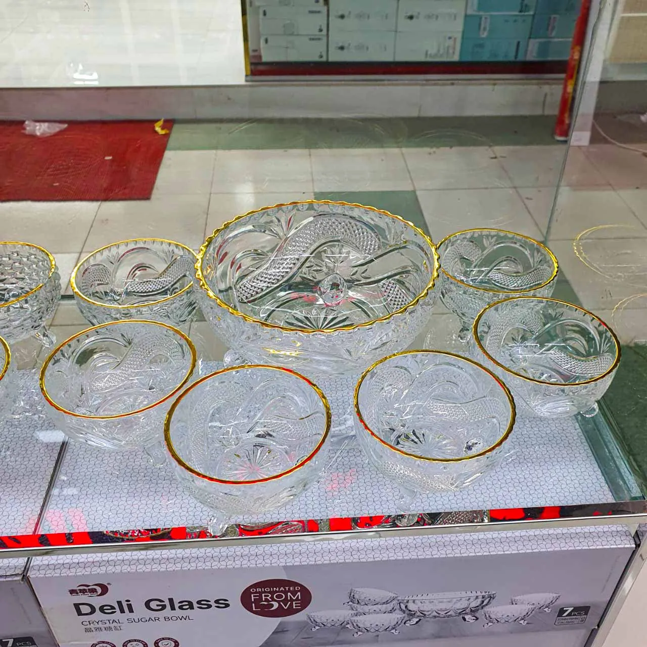 7pcs Deli Glass Crystal Suger Bowl 00848