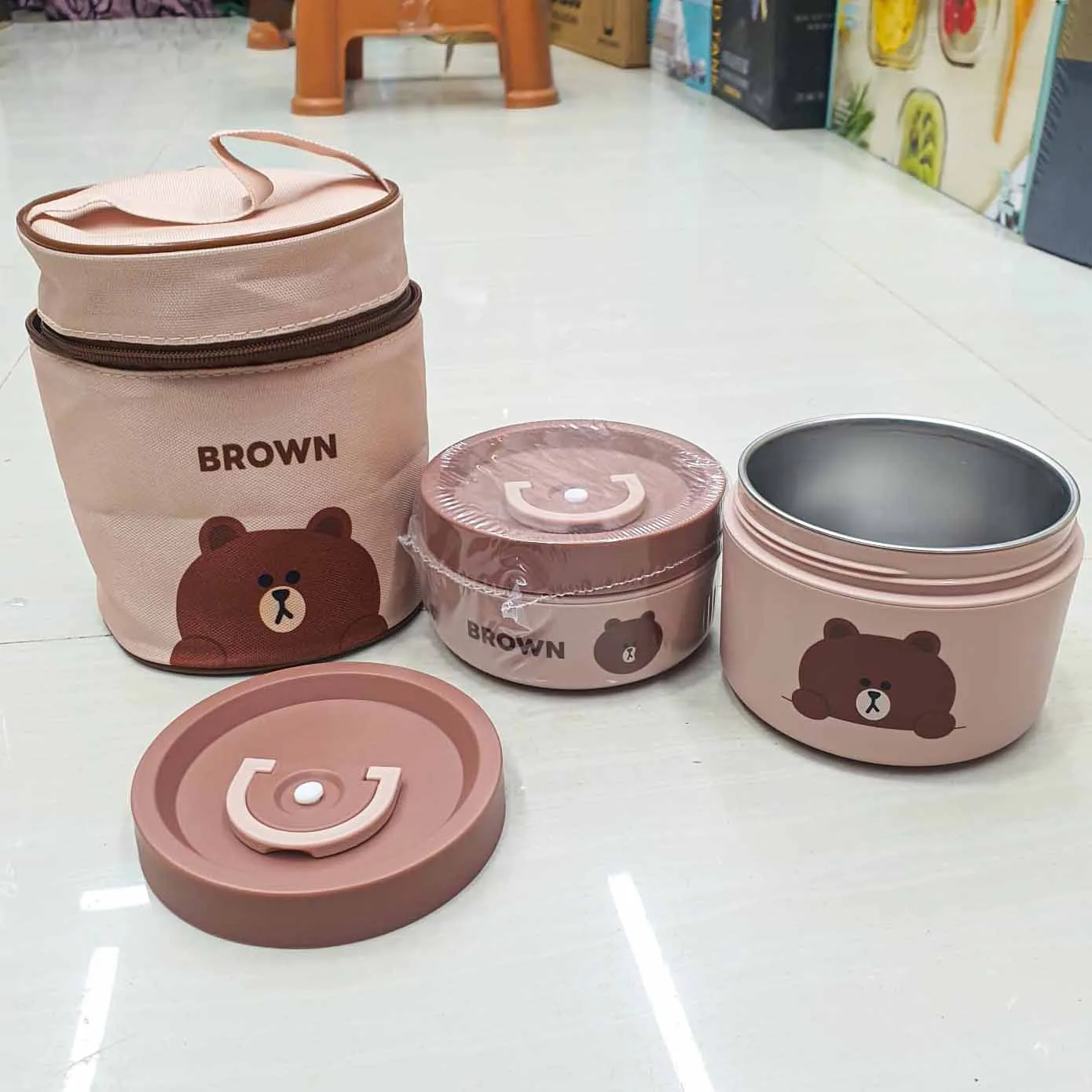 2pcs Lunch Box (BROWN) 01308