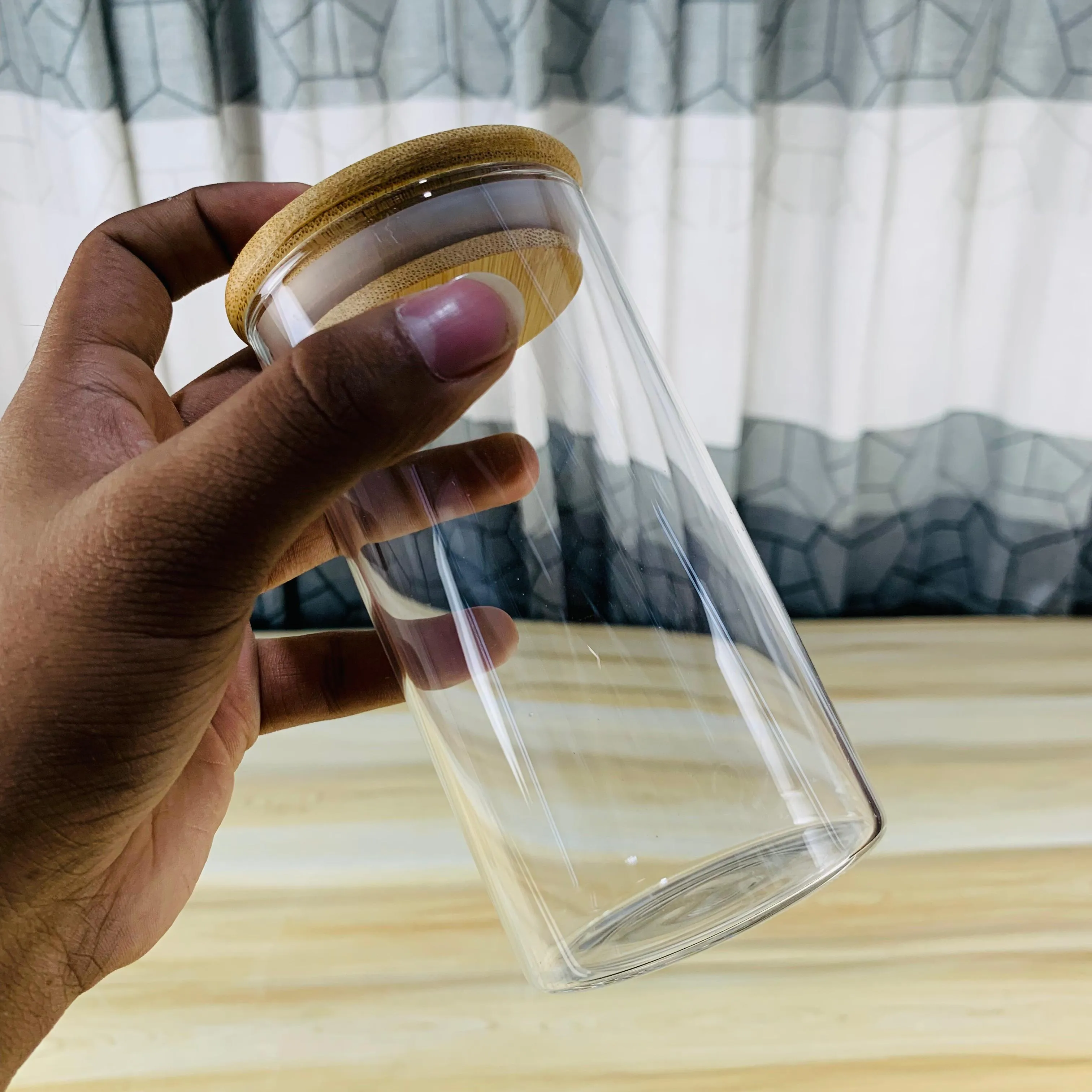 3pcs Wooden Lid Round Airtight Jar Set 01019 - Image 3