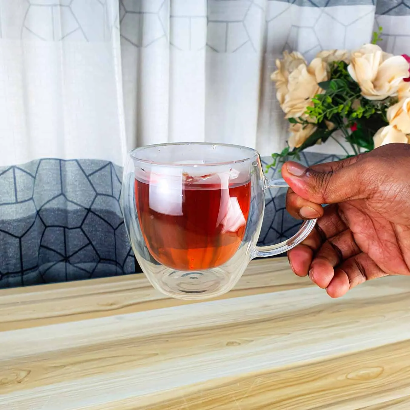 200ml Double wall Glass Coffee mug Round 00272