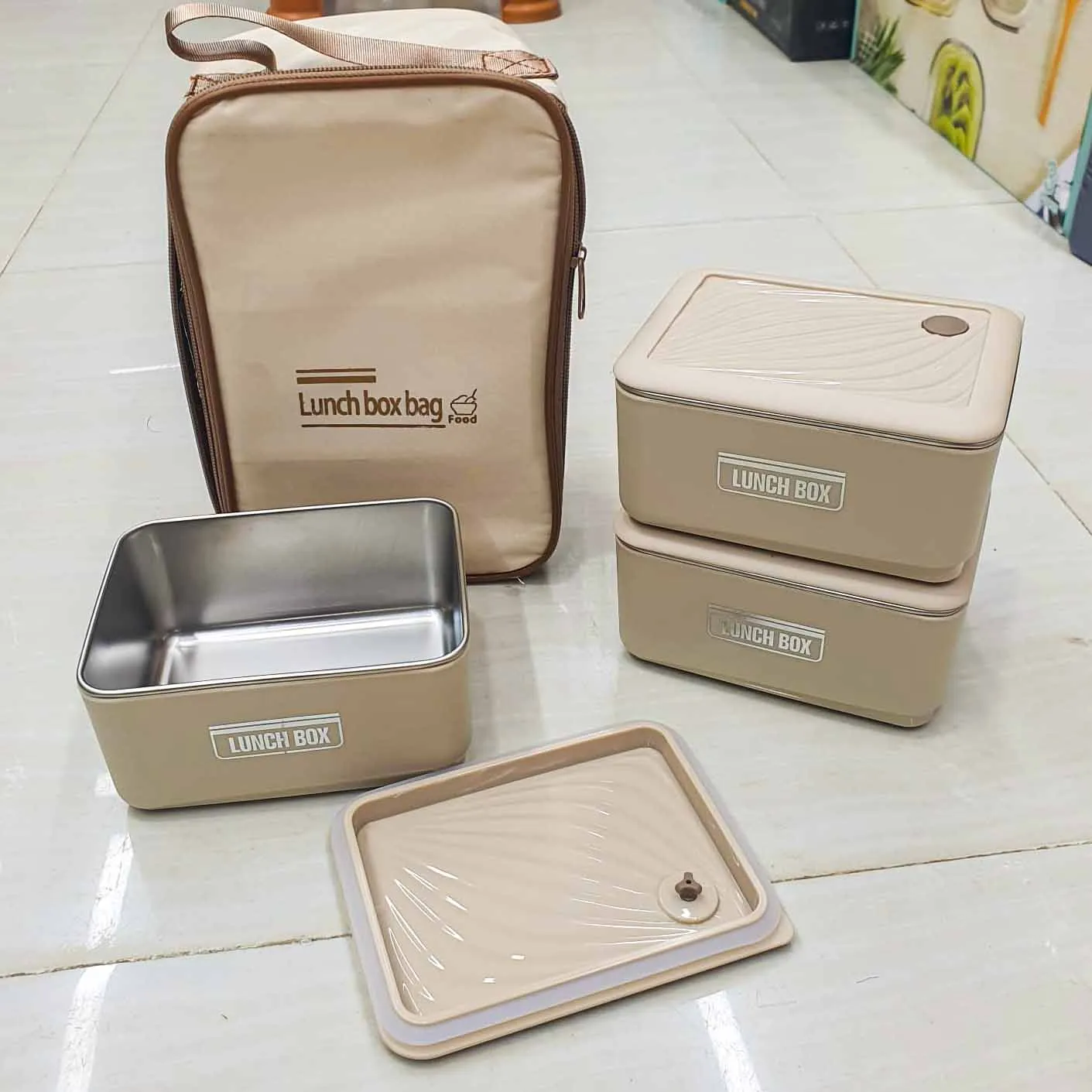 3pcs Square Airtight Lunch Box 01312