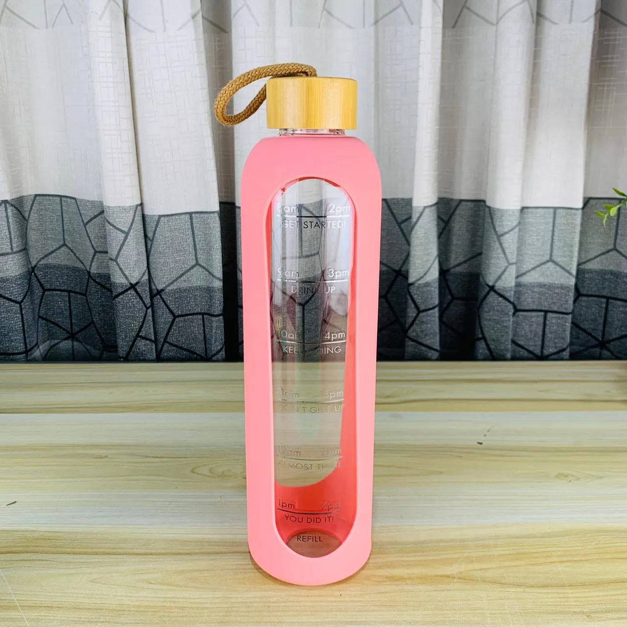 Silicone Cover Wooden Lid Glass Bottle 00946 - Image 3
