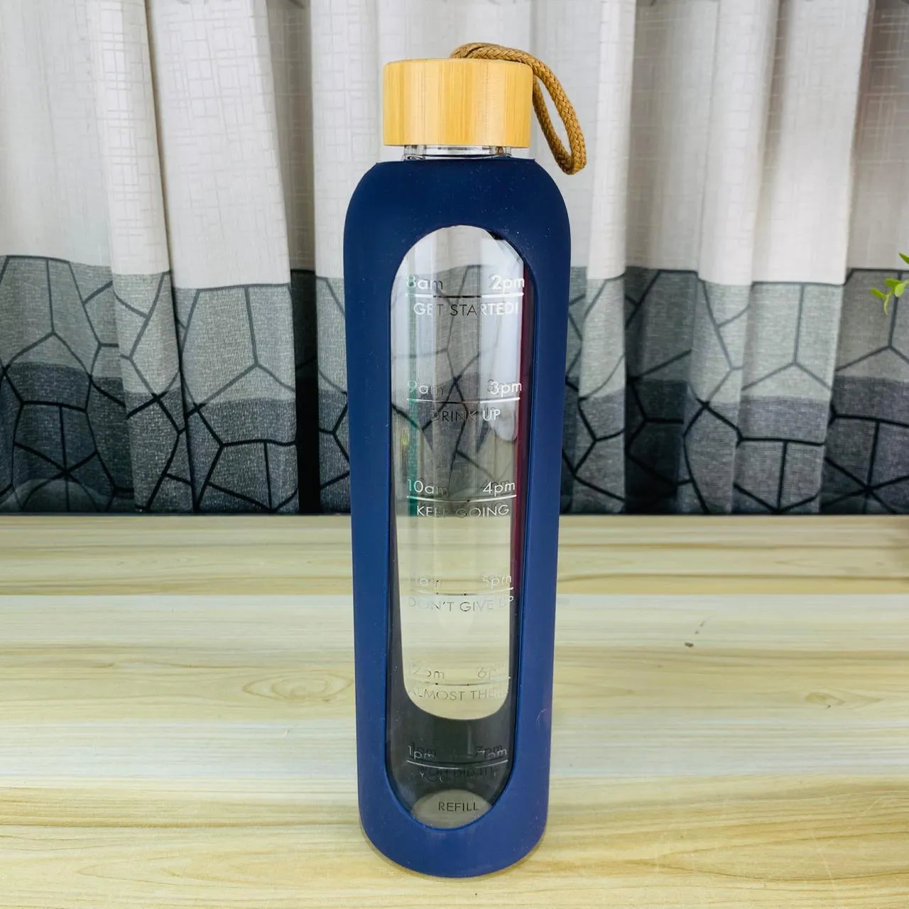 Silicone Cover Wooden Lid Glass Bottle 00946 - Image 4