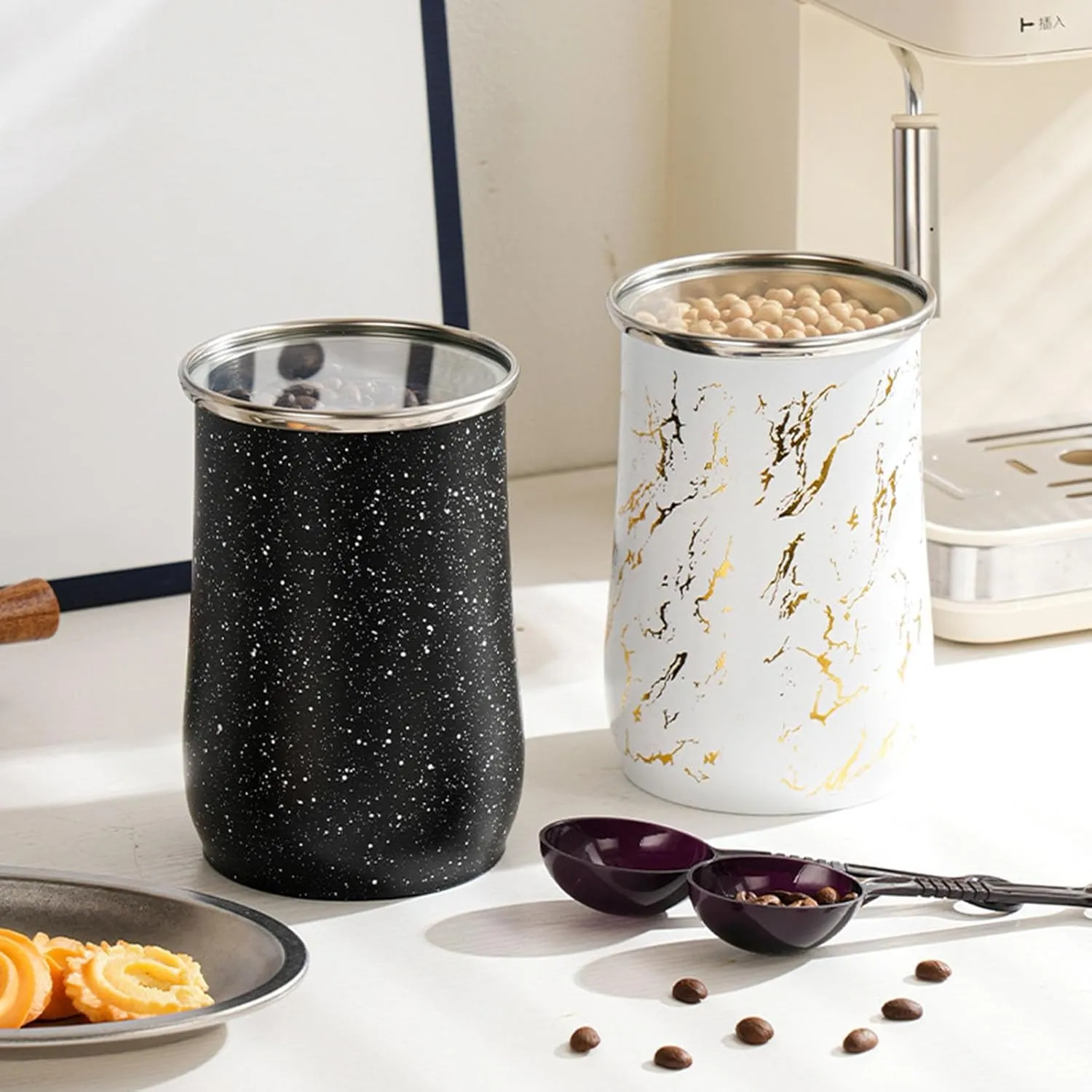 800ml Stainless Steel Airtight Jar Glass lid 01234
