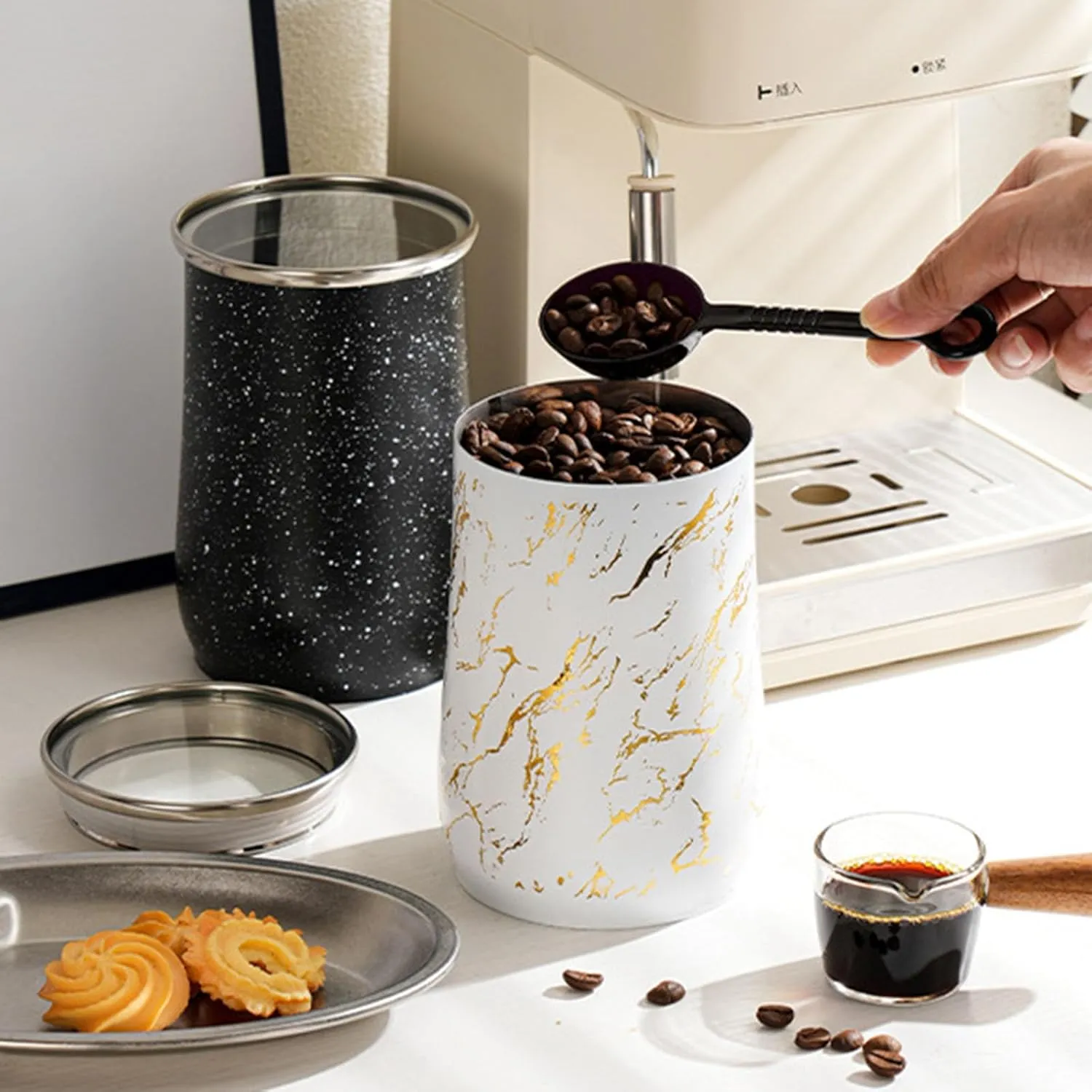 800ml Stainless Steel Airtight Jar Glass lid 01234