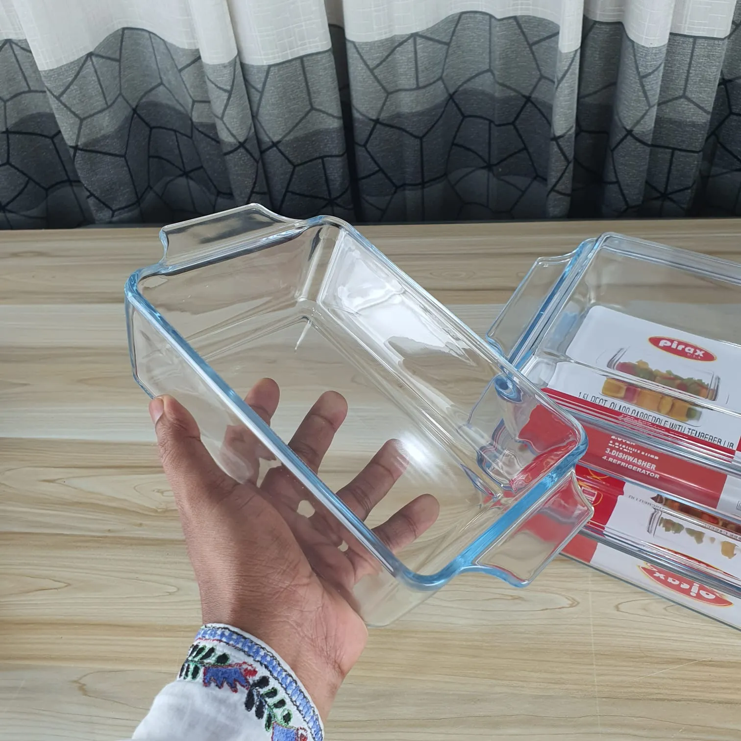 3pcs Rectangular serving dish with lid 01377 - Image 3