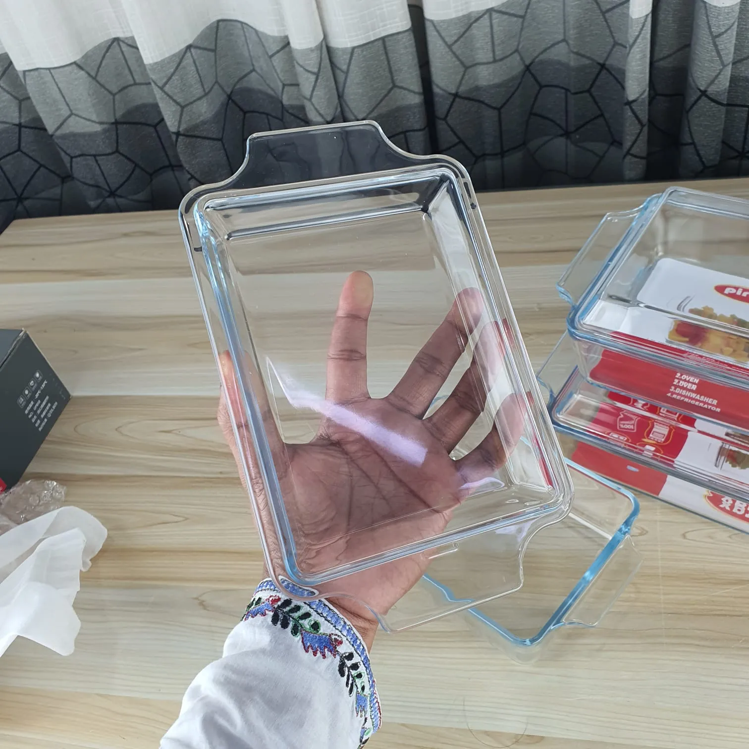3pcs Rectangular serving dish with lid 01377 - Image 4