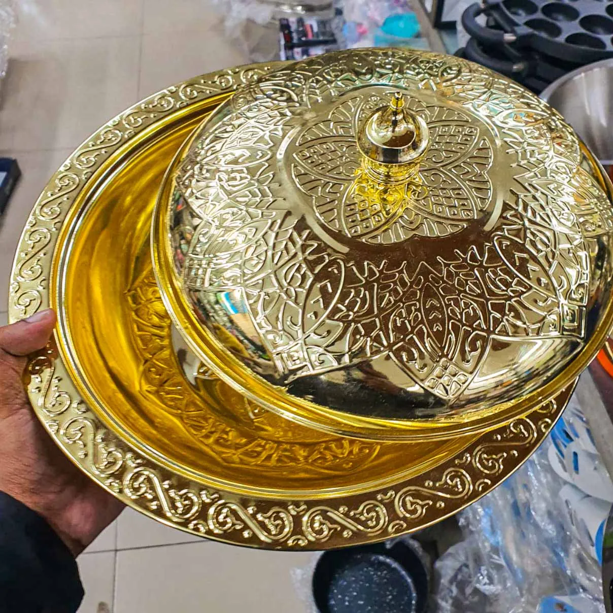 Stainless Steel Golden Serving Bowl 01262