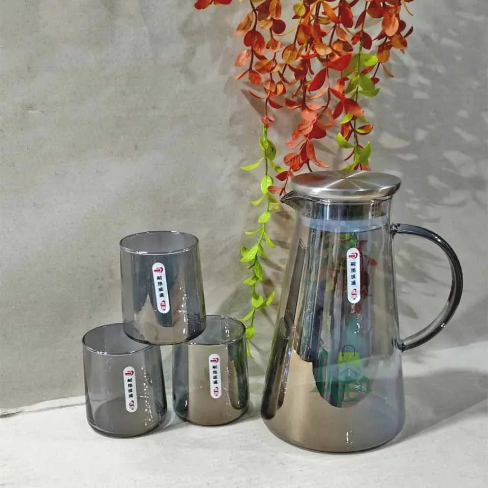 7pcs Borosilicate Glass Water Jug Set 00215-black