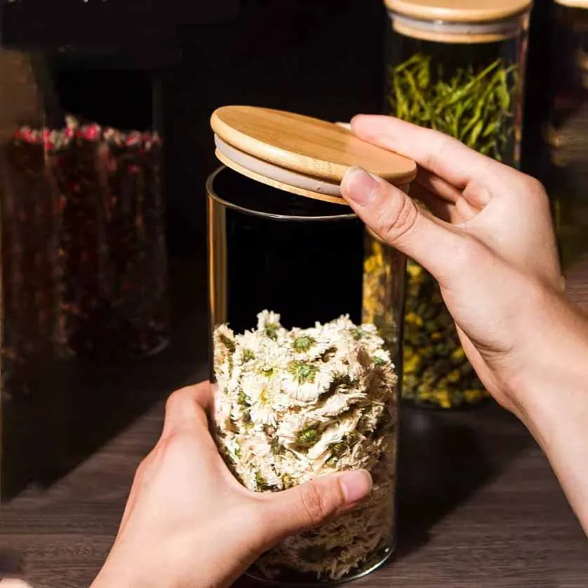 400ml Round Glass jar Wooden lid 01103 - Image 3
