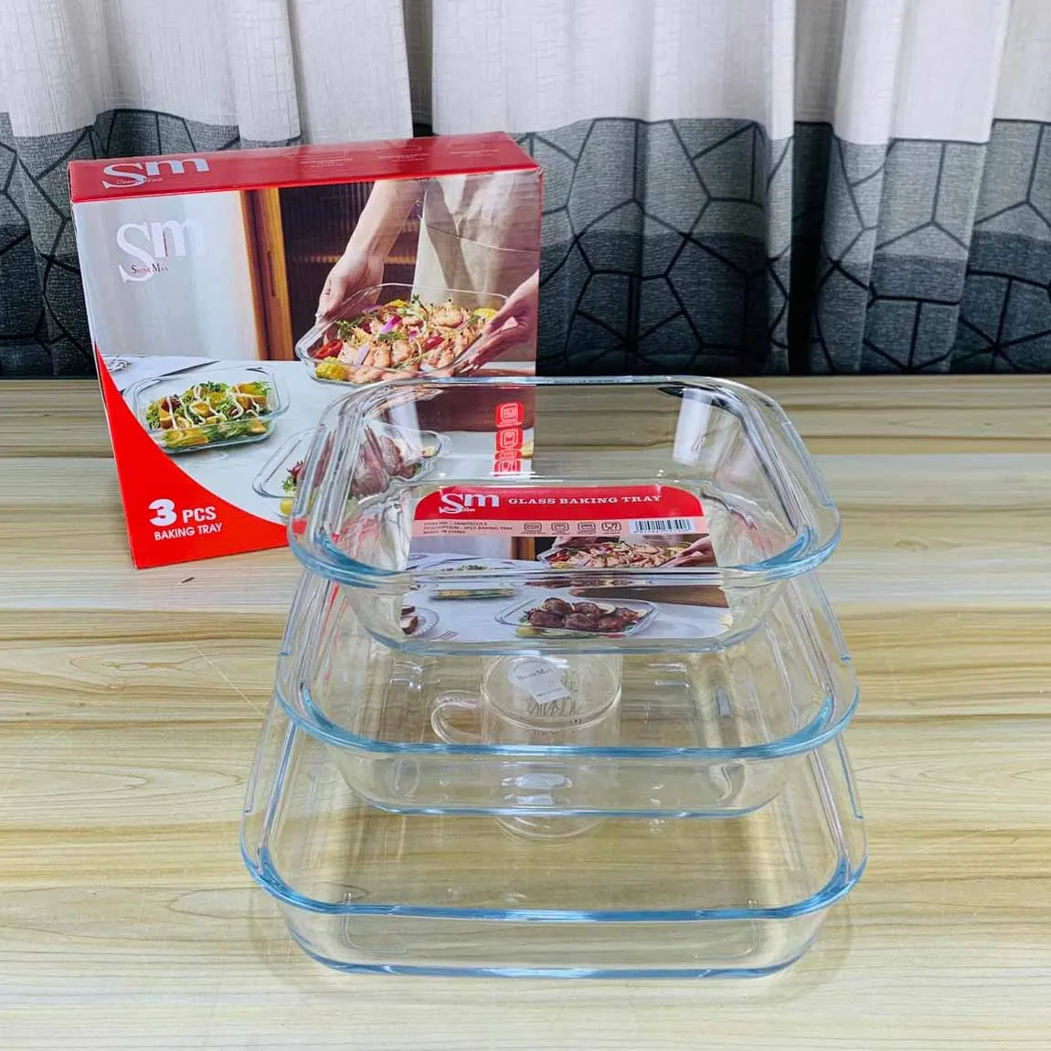 3pcs Square Glass Serving Dish DD 01159