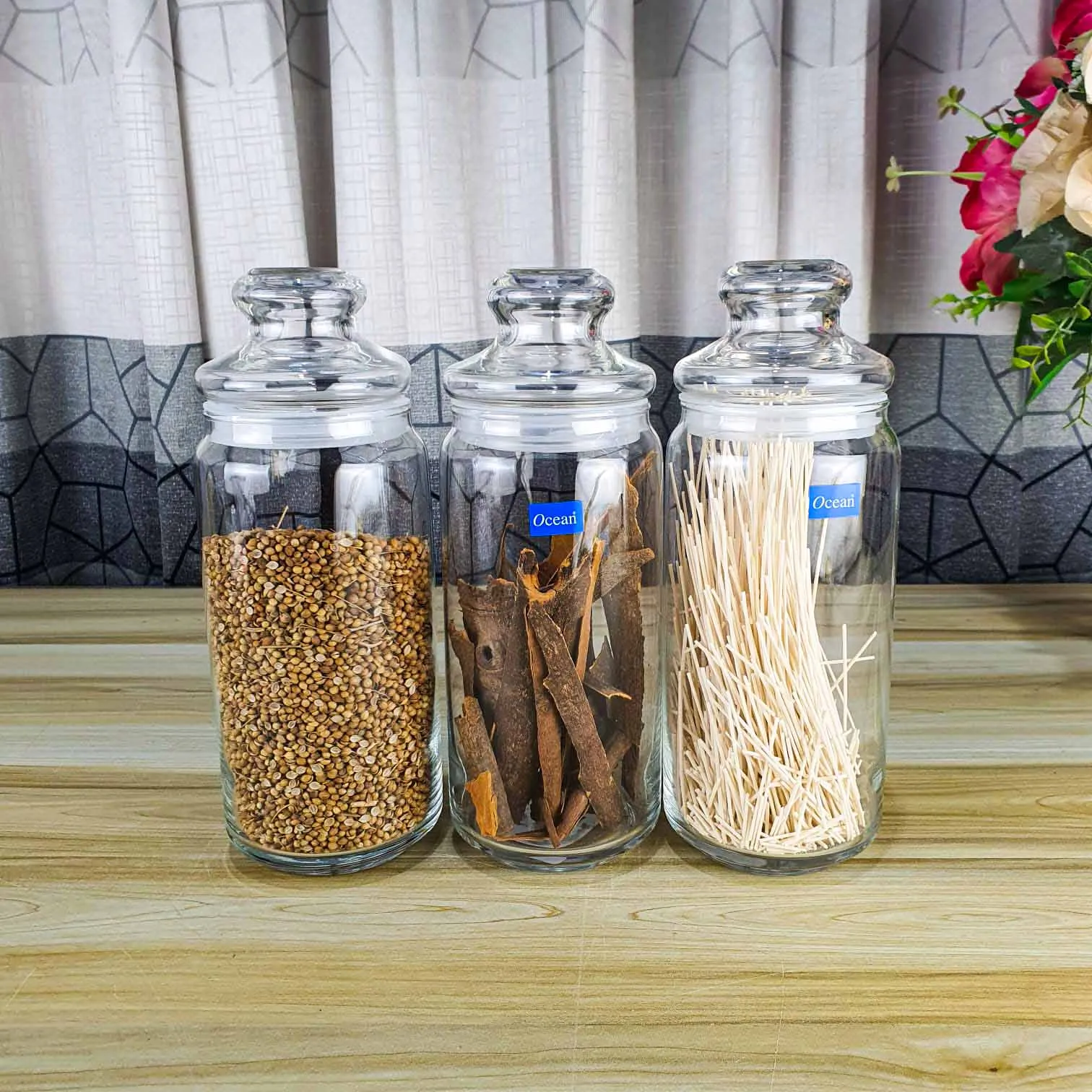 3pcs 1000ml Ocean Crystal Airtight Glass jar 01225