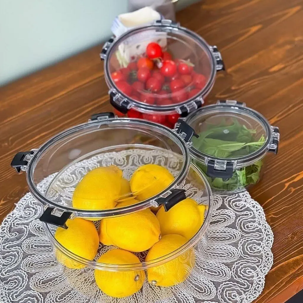 3pcs Acrylic Round Able Food Container 01258 - Image 3