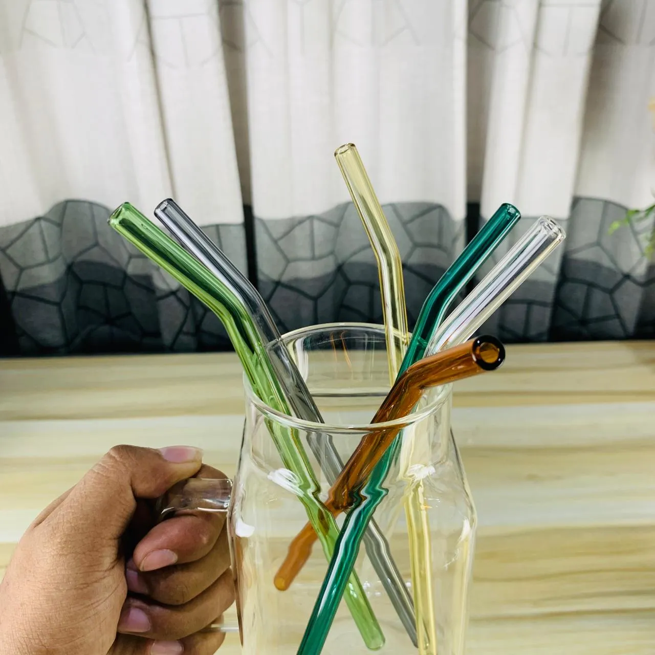 Multicolor Glass Straws With Brush 00658