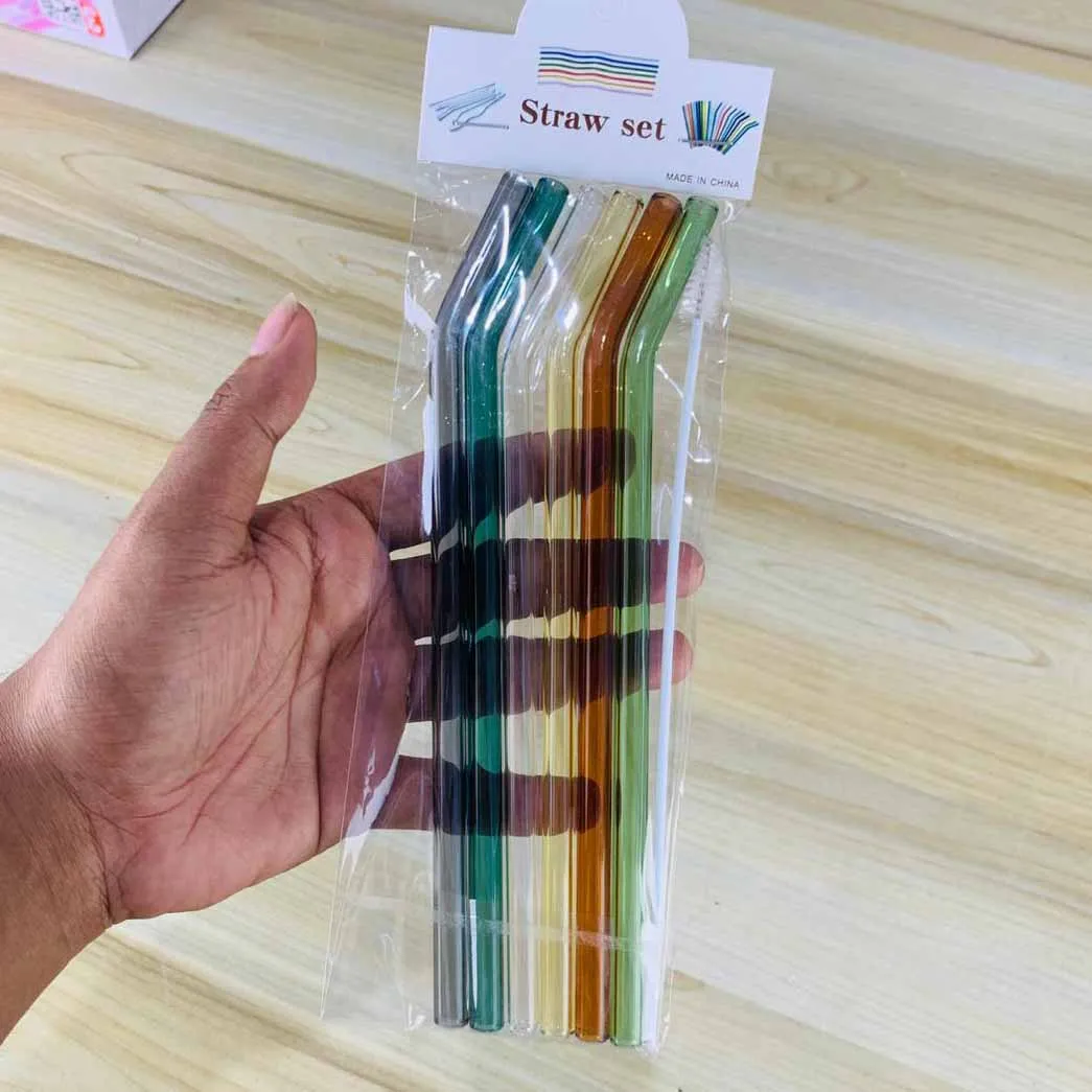 Multicolor Glass Straws With Brush 00658