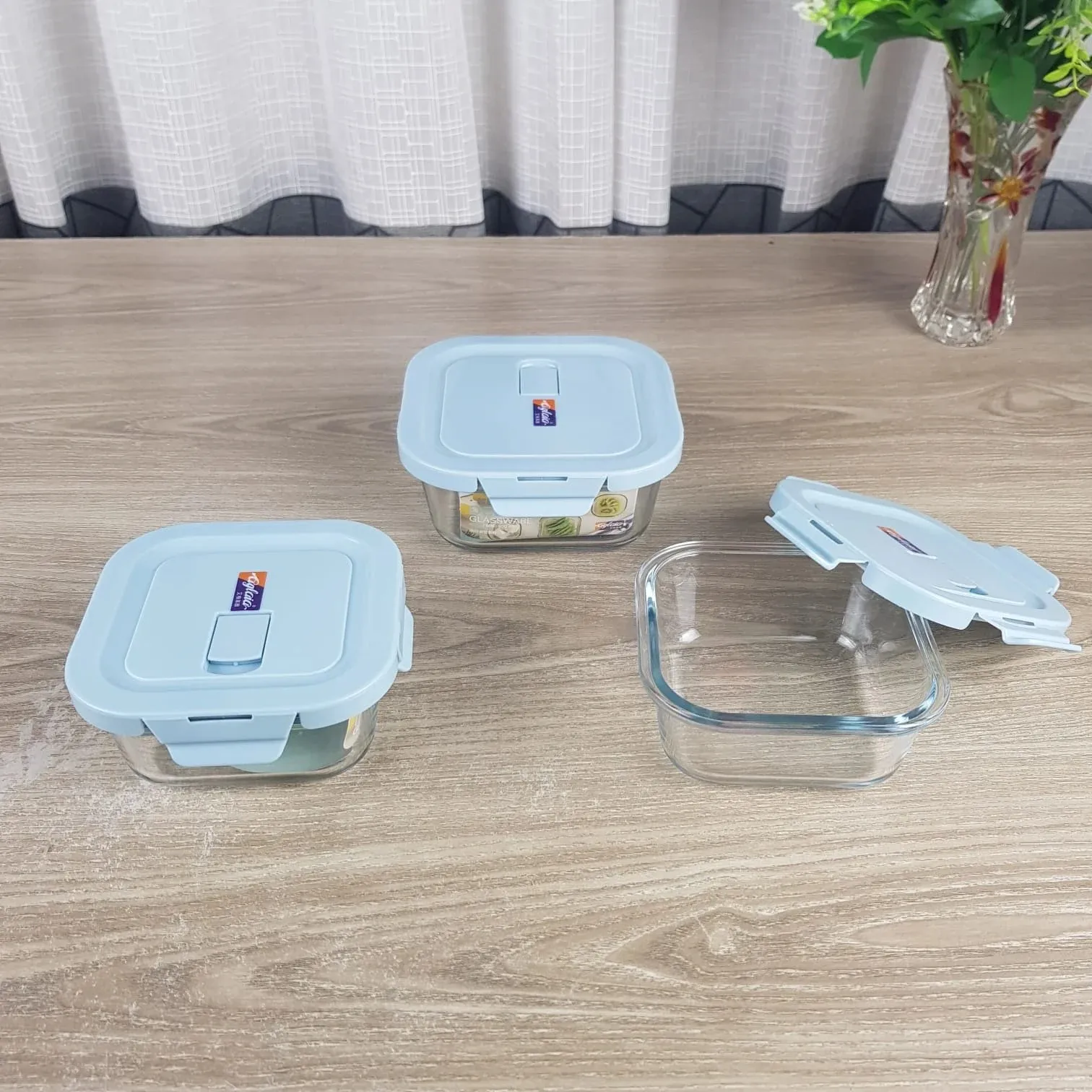 3pcs Square Blue Airtight Bati Set HR 01352 - Image 3