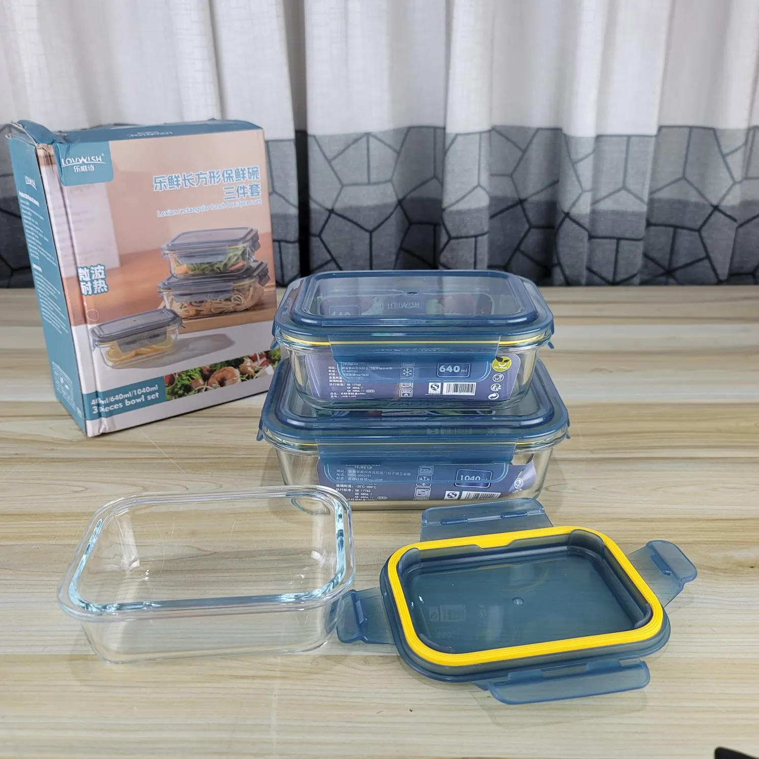 3pcs Navy Blue Airtight Bati Set 01088