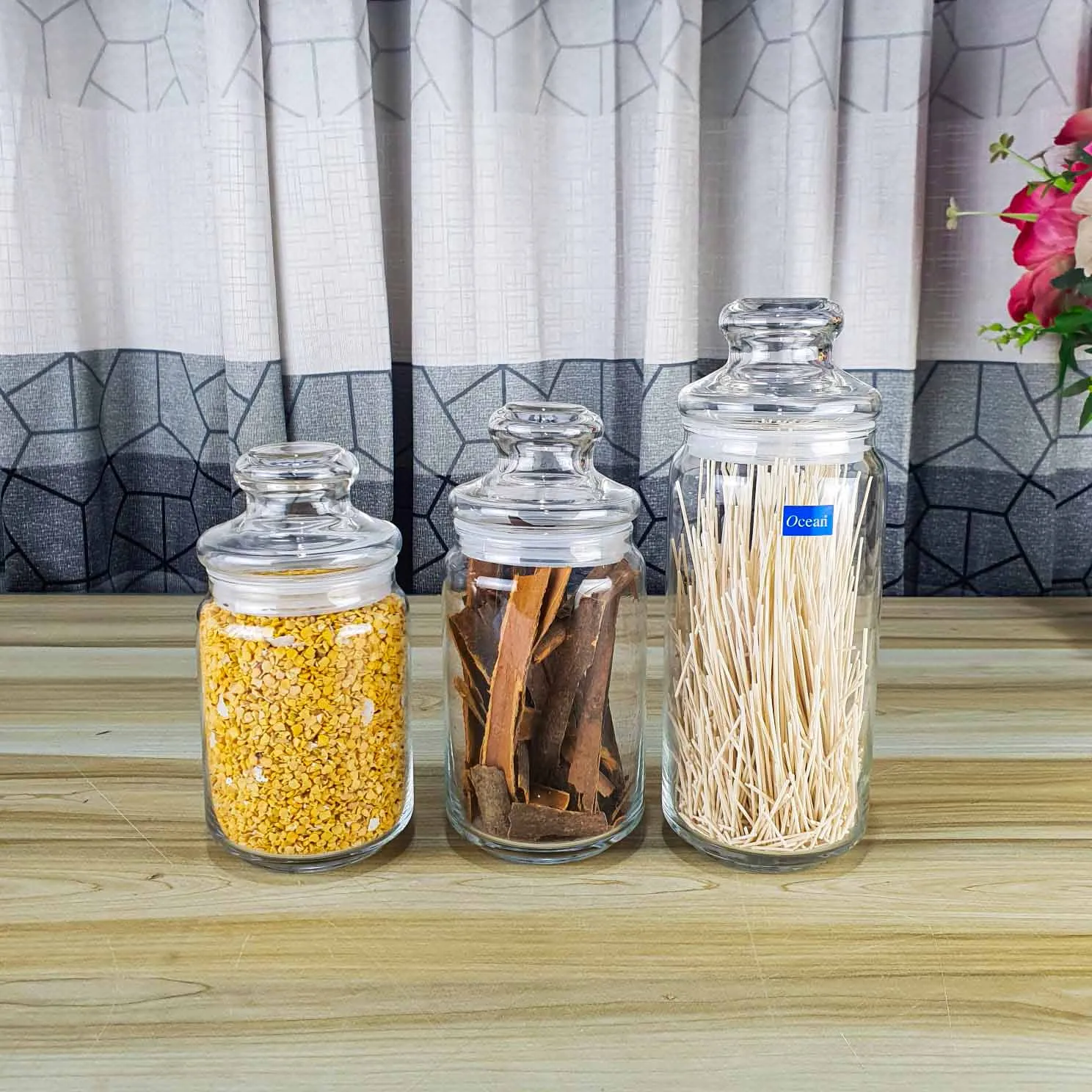 Ocean Crystal Airtight Glass jar 3pcs Set Big-01225