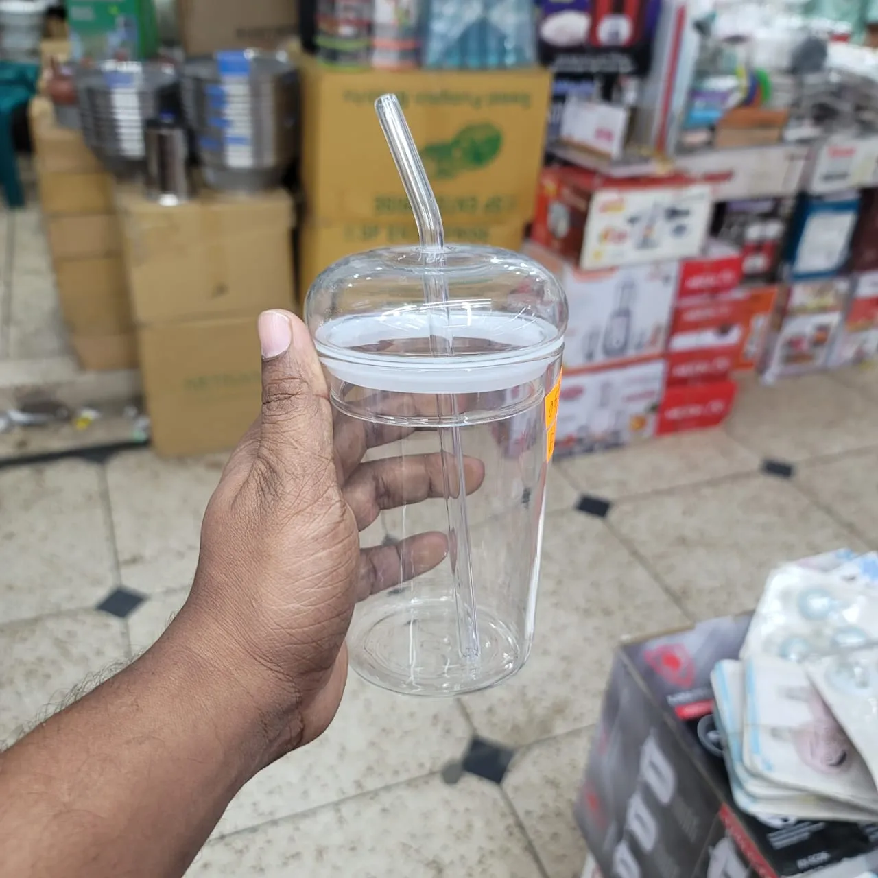 Glass Lid Juice Pot with Straw 00925 - Image 4