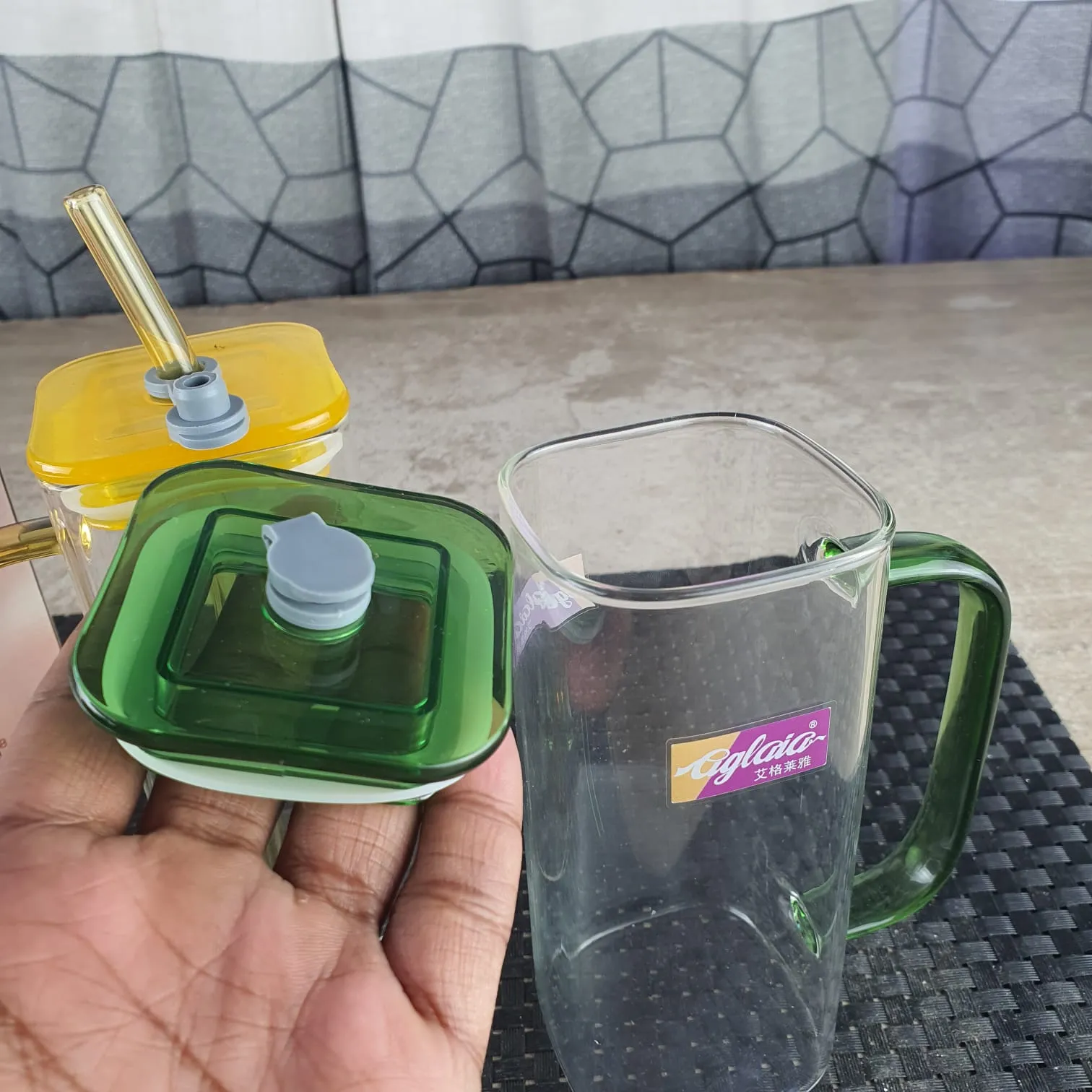 2pcs Square Juice pot With Straws 00755